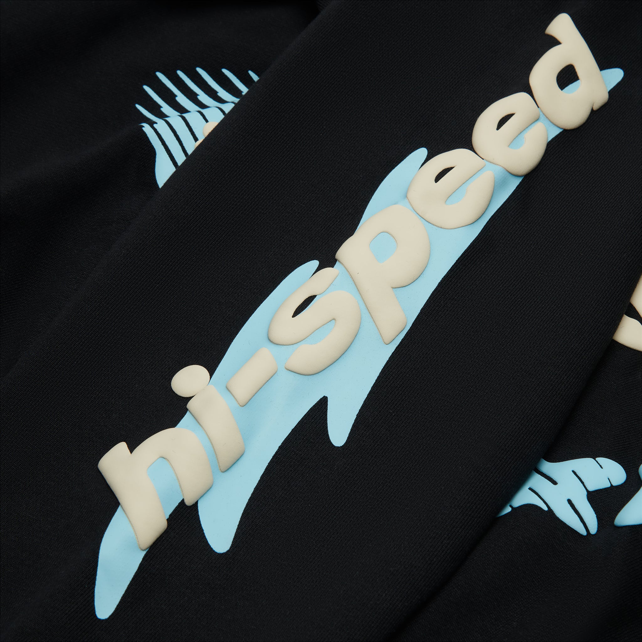 Sleeve view of Broken Planet Cosmic Speed Hoodie Midnight Black BP-CS-HD-M_BLACK