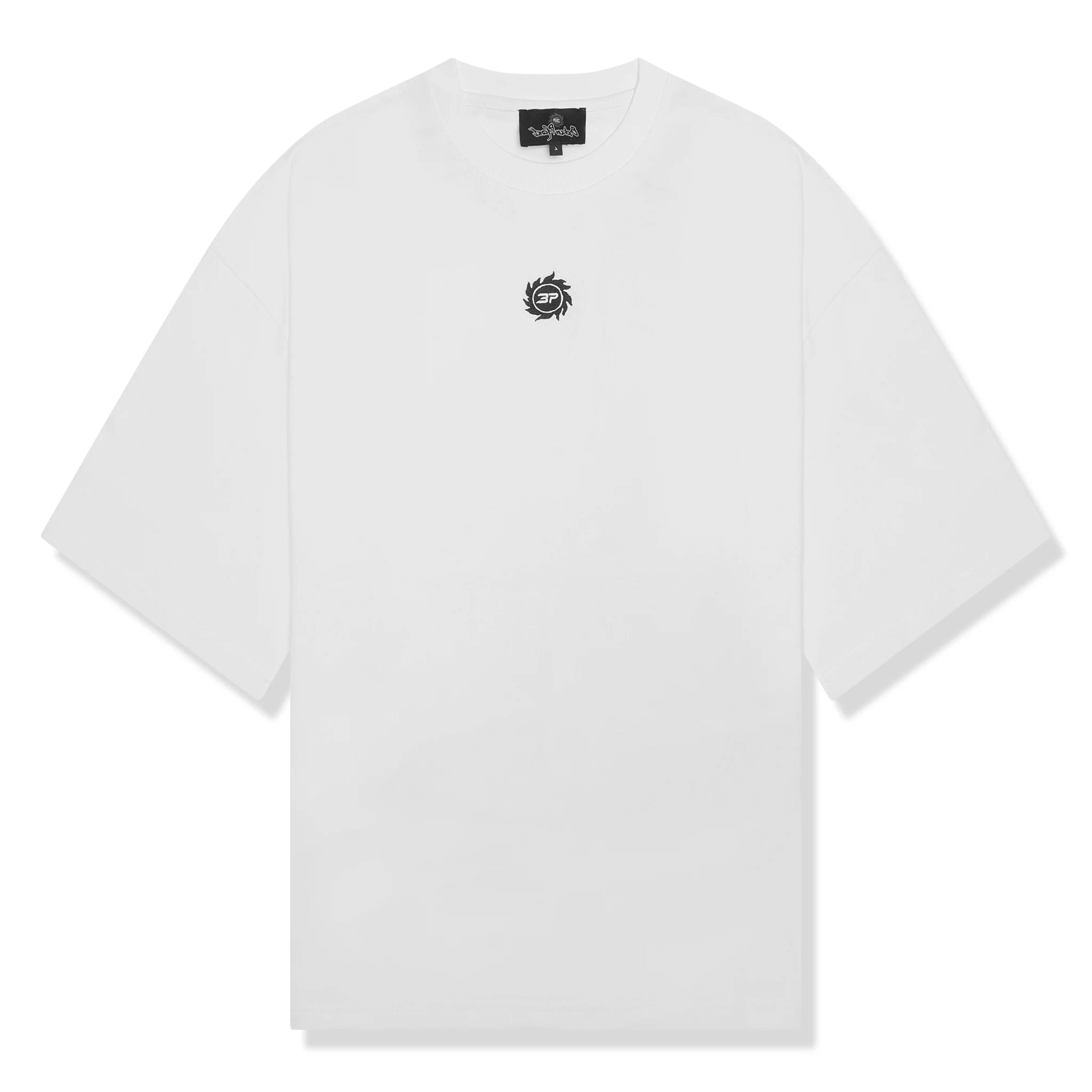 Front view of Broken Planet Cropped White T Shirt