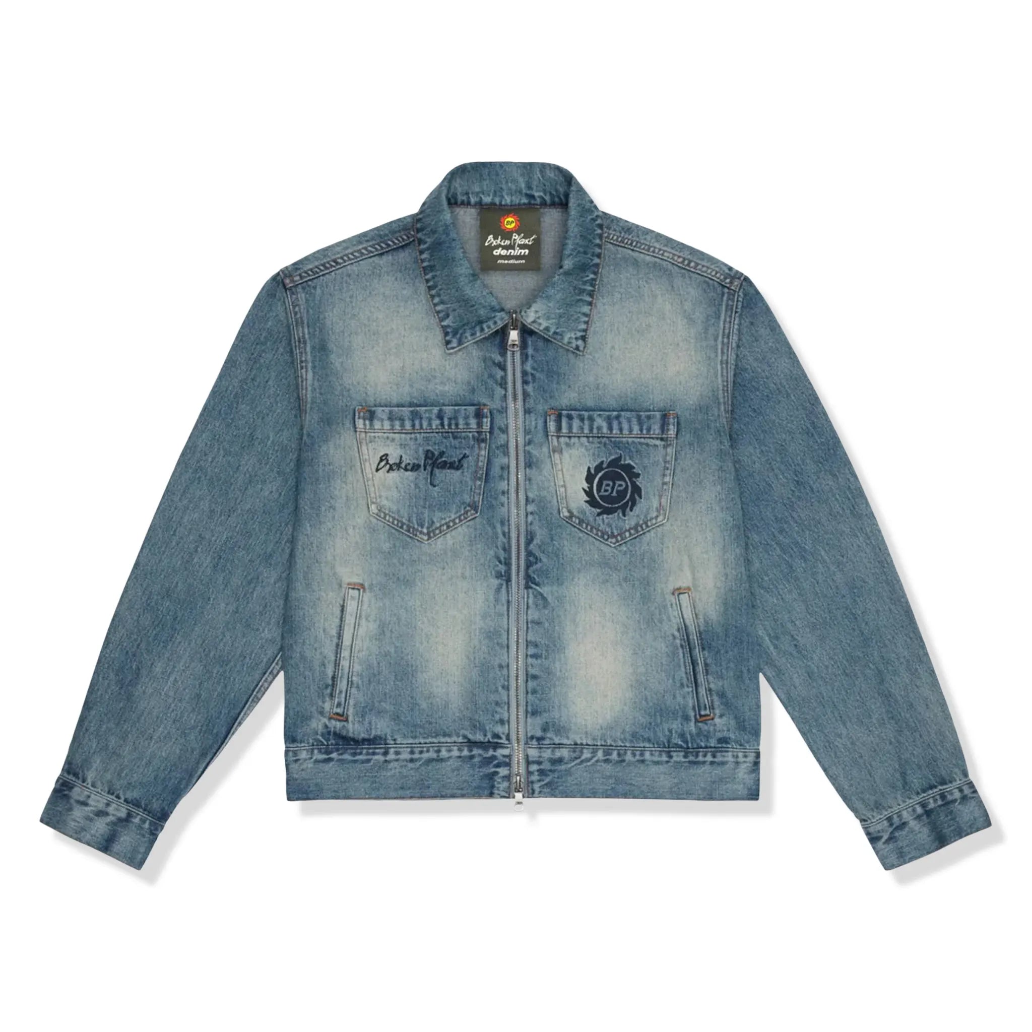 Front View of Broken Planet Denim Blue Jacket (SS25) BP-JKT-DEN-BLU-SS25