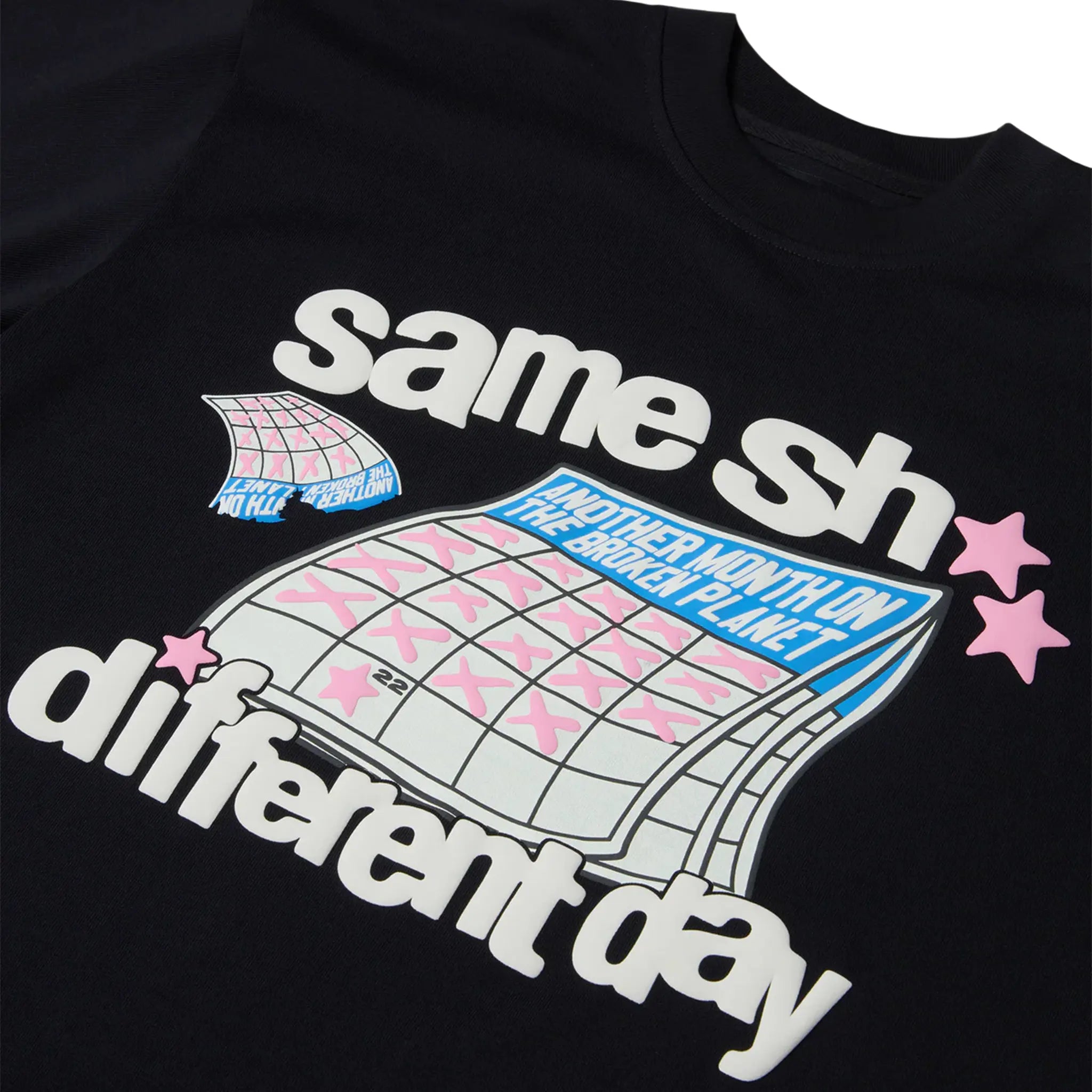 Detailed View of Broken Planet Different Day Midnight Black T Shirt BP-JUN25-TS-M_BLACK