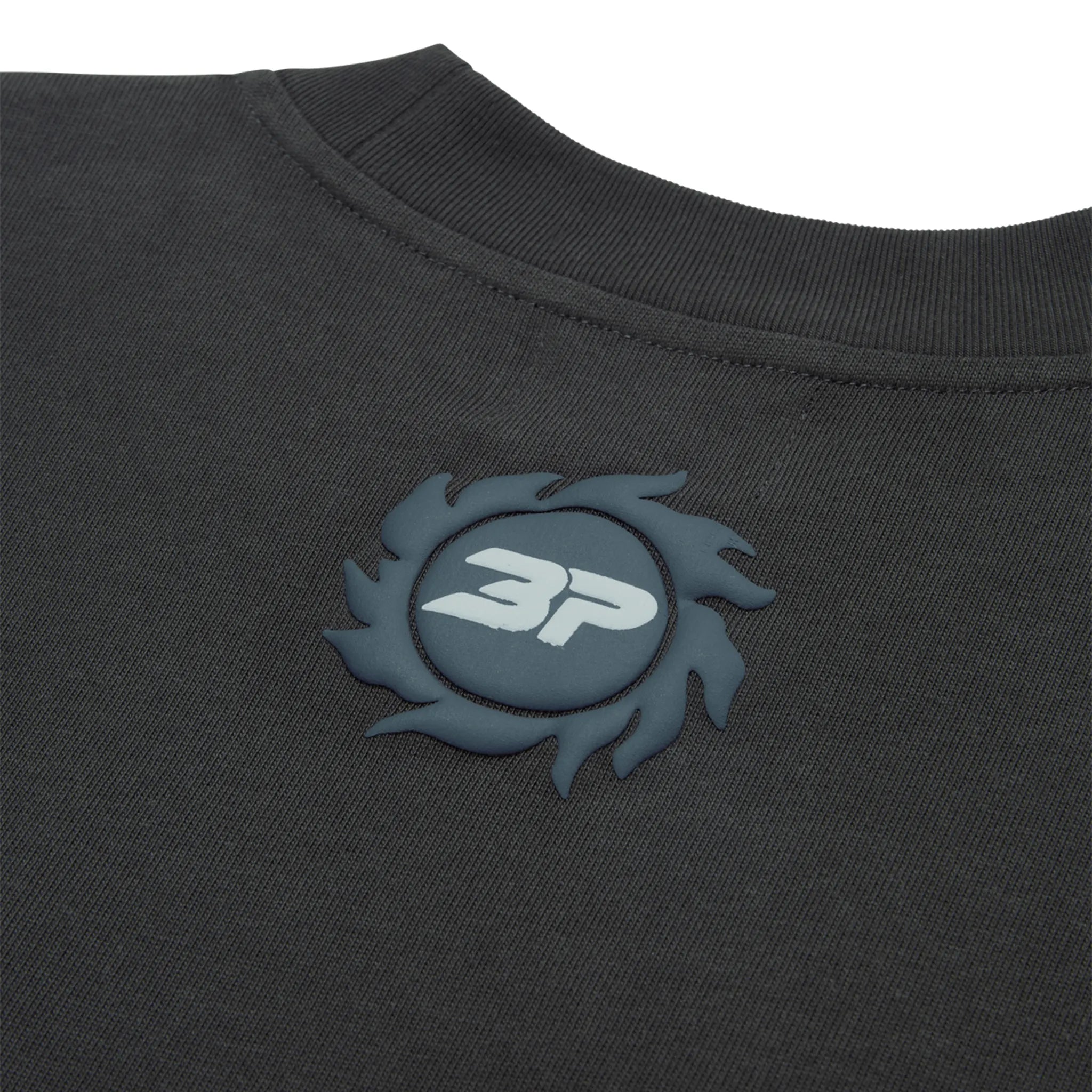 Detail view of Broken Planet Falling Stars Soot Black T Shirt