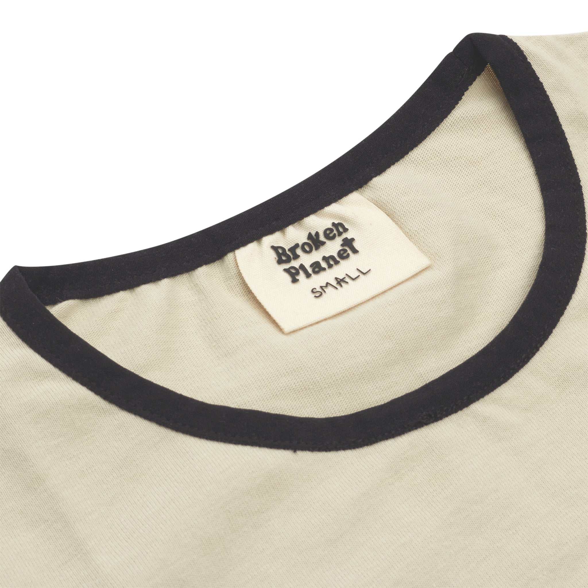 Neck of Broken Planet Find Your Balance Bone White Kids T Shirt BP-FYB-BT-B_WHITE