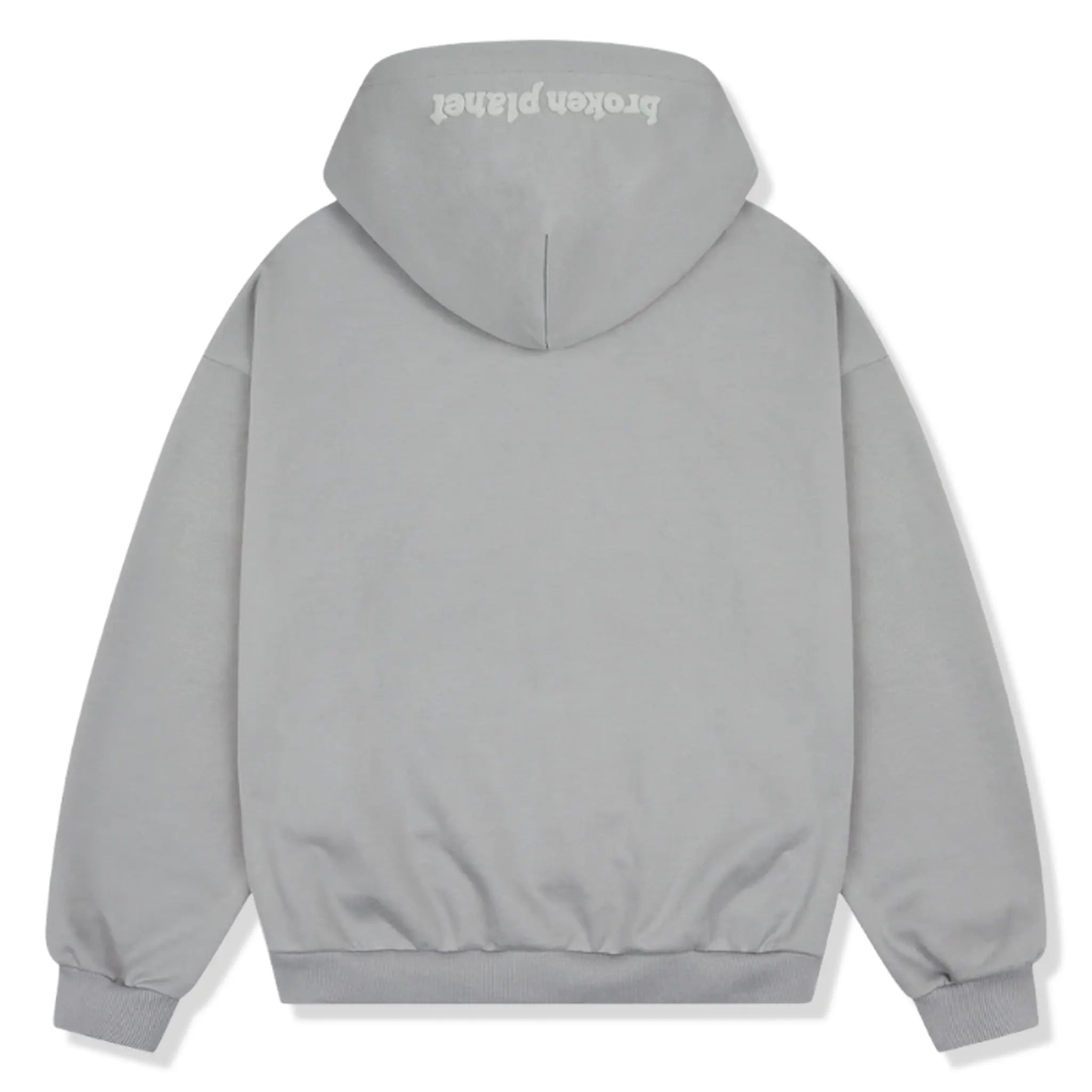 Back View of Broken Planet Gunmetal Grey Zip-Up Hoodie BP-ZIPHD-GUNMETAL-GREY