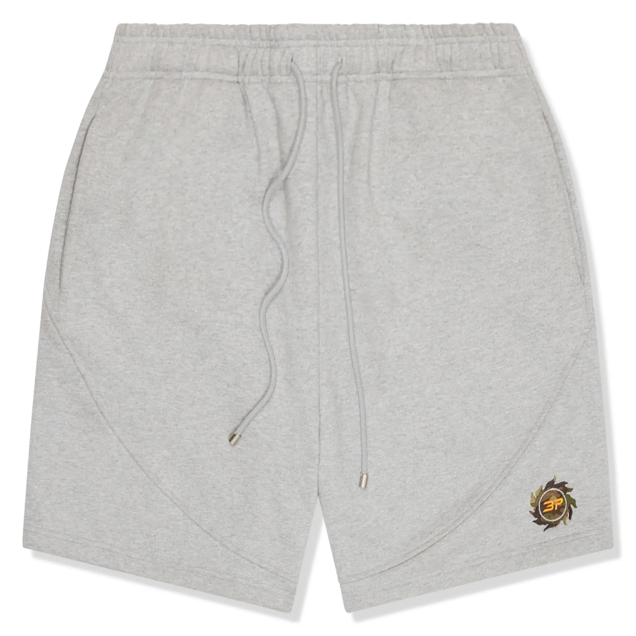 Front view of Broken Planet Heather Grey Sweat Shorts