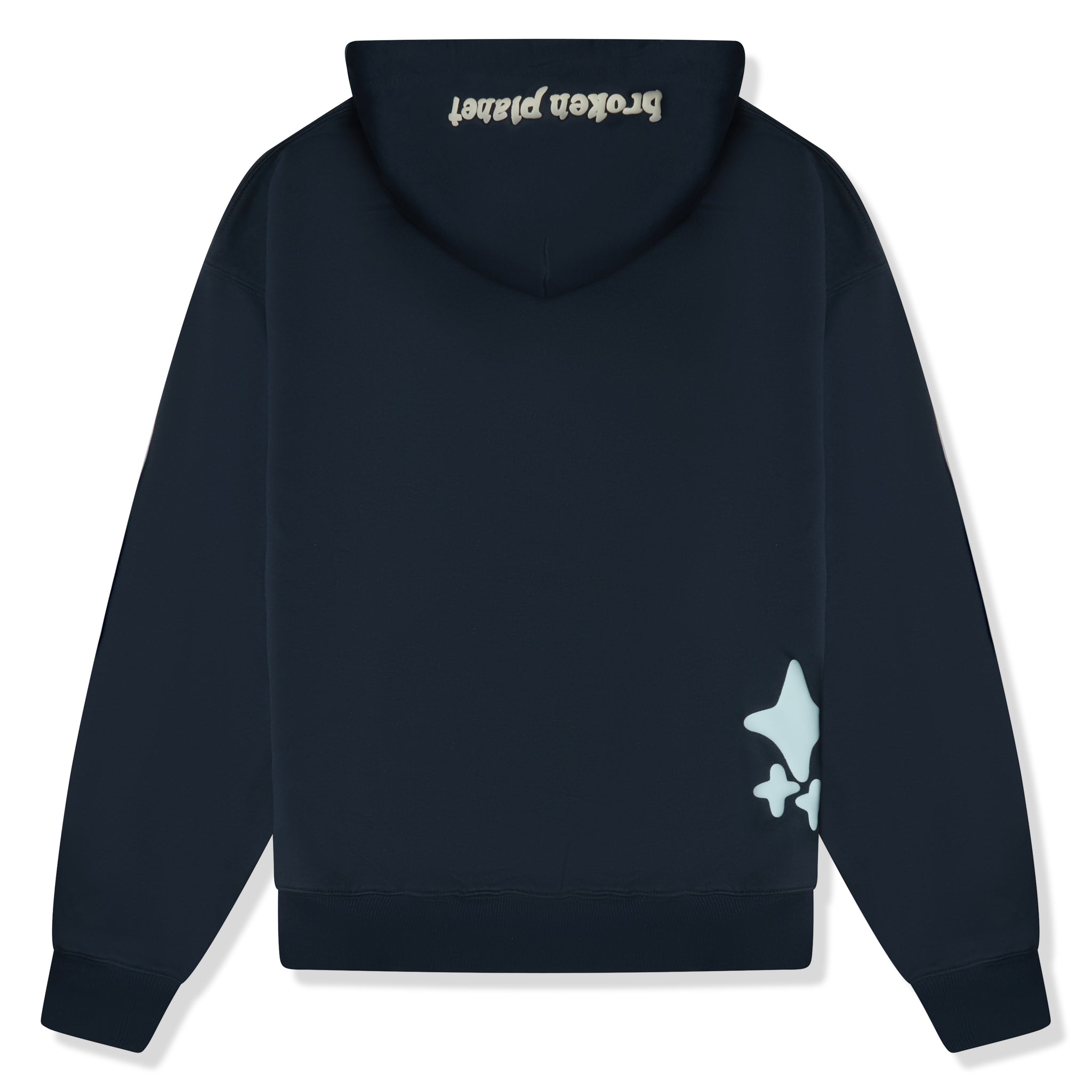 Back view of Broken Planet Into The Abyss Outer Space Blue Hoodie BP-ITA-HD-OUTER_SPACE_BLUE