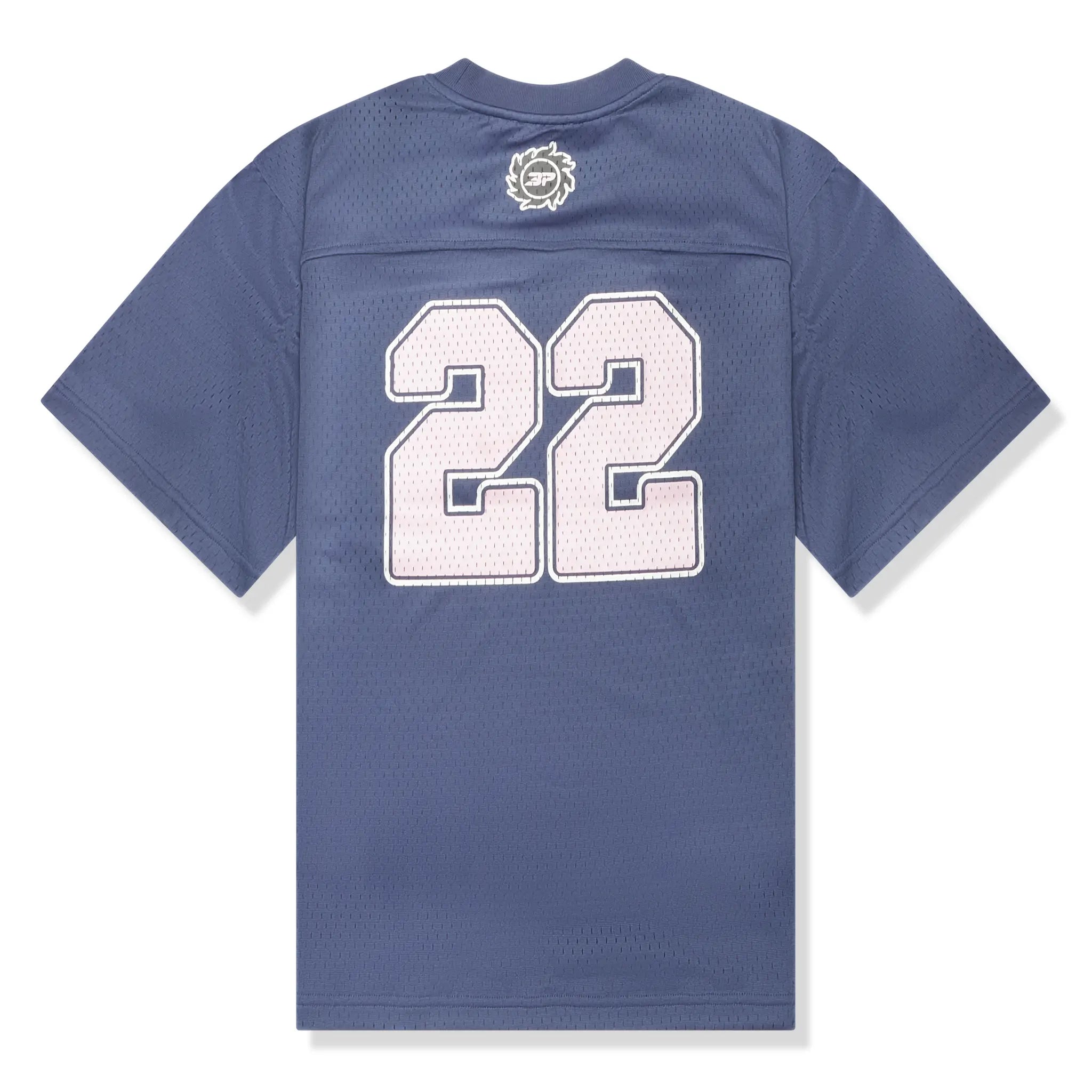 Back view of Broken Planet Mesh Outerspace Blue Jersey