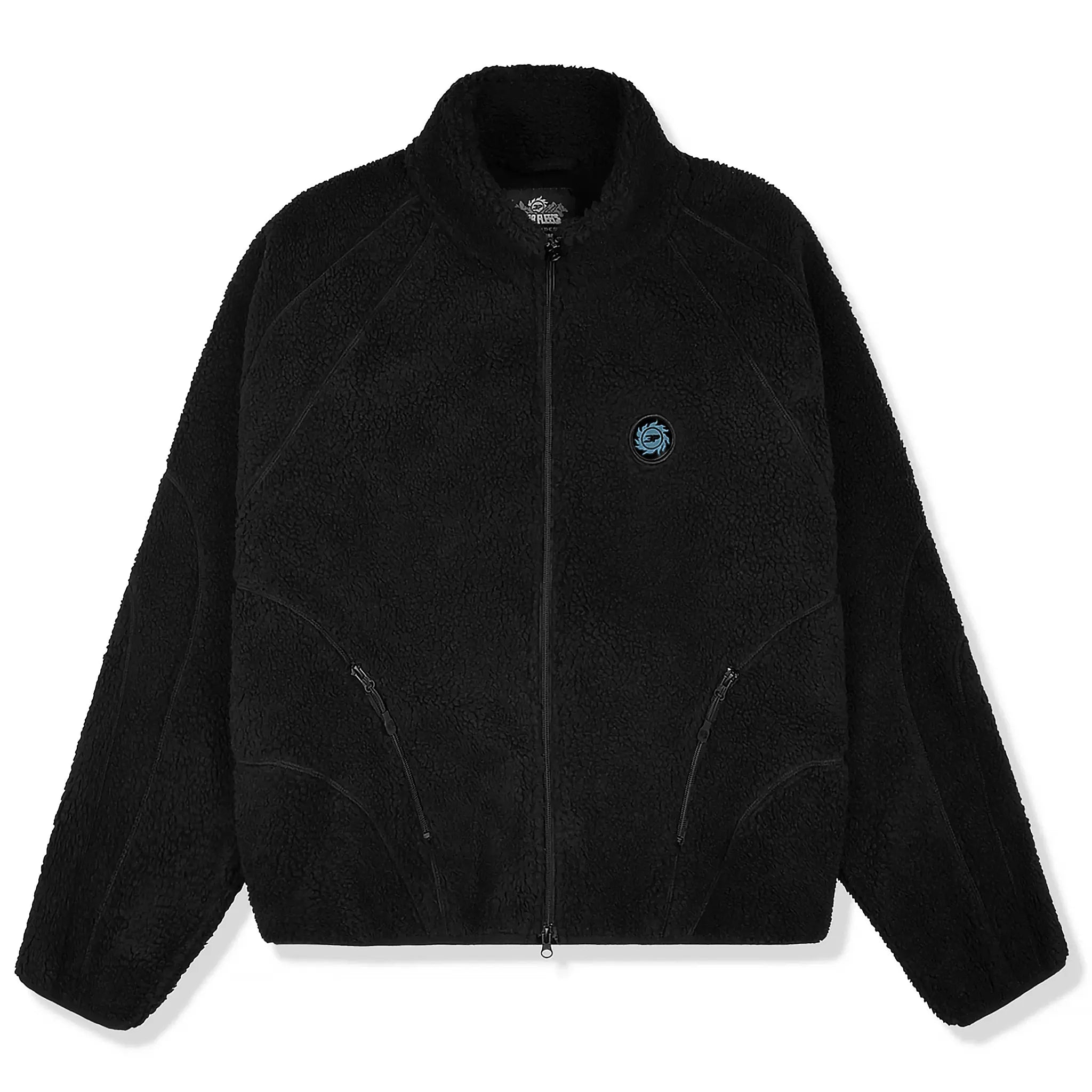 Front view of Broken Planet Midnight Black Polar Fleece BP-J25-PF-BLACK