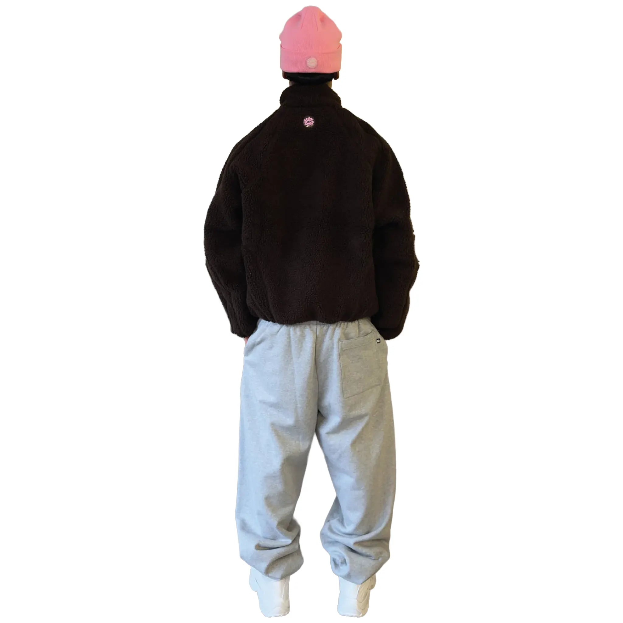 Back View of Broken Planet Mocha Brown Polar Fleece