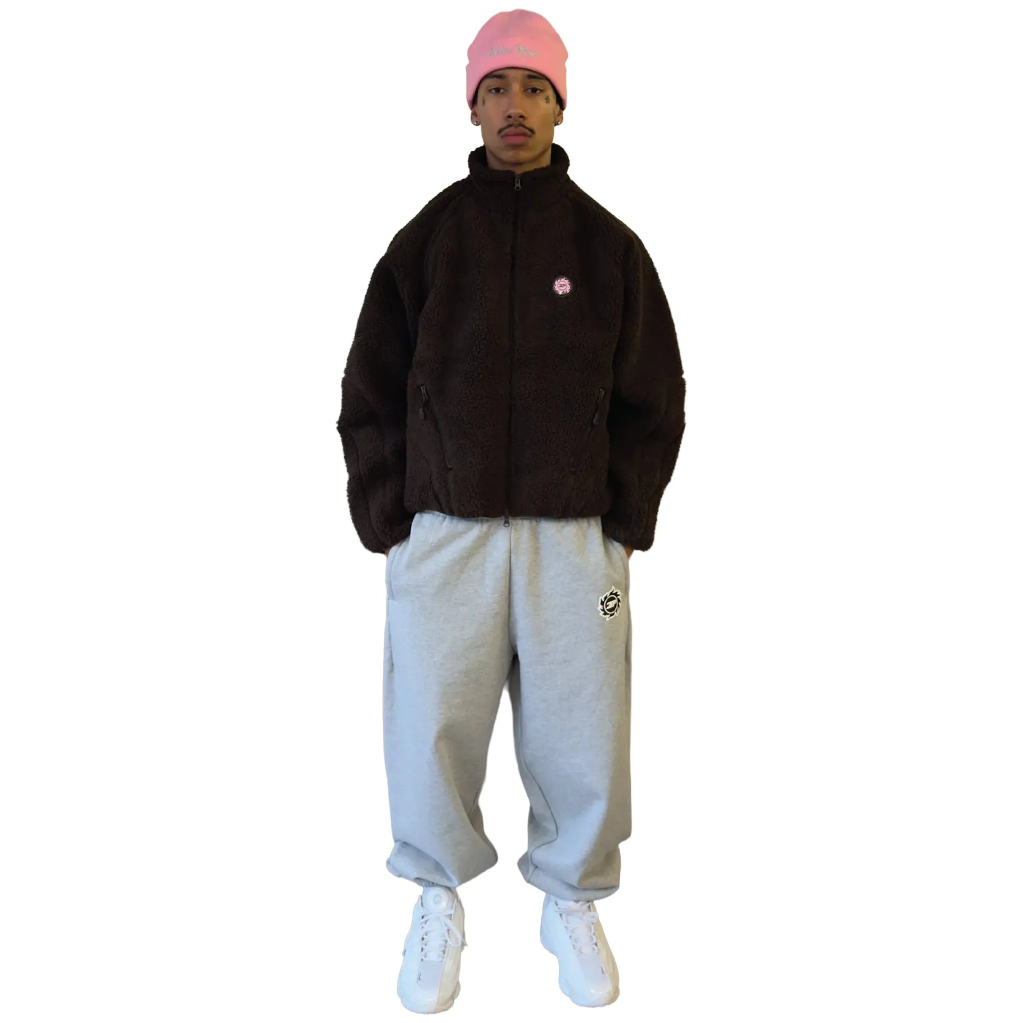 Front View of Broken Planet Mocha Brown Polar Fleece