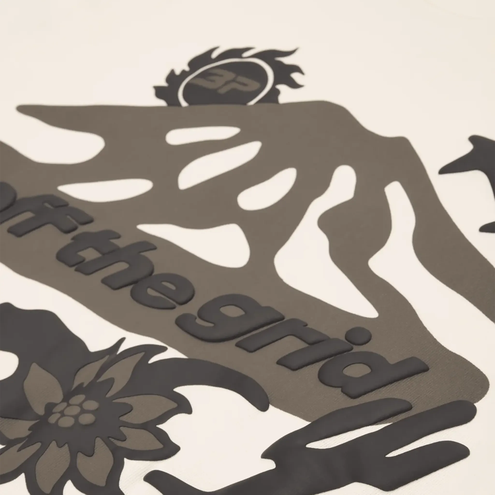 Detail view of Broken Planet Off The Grid Vanilla White T Shirt