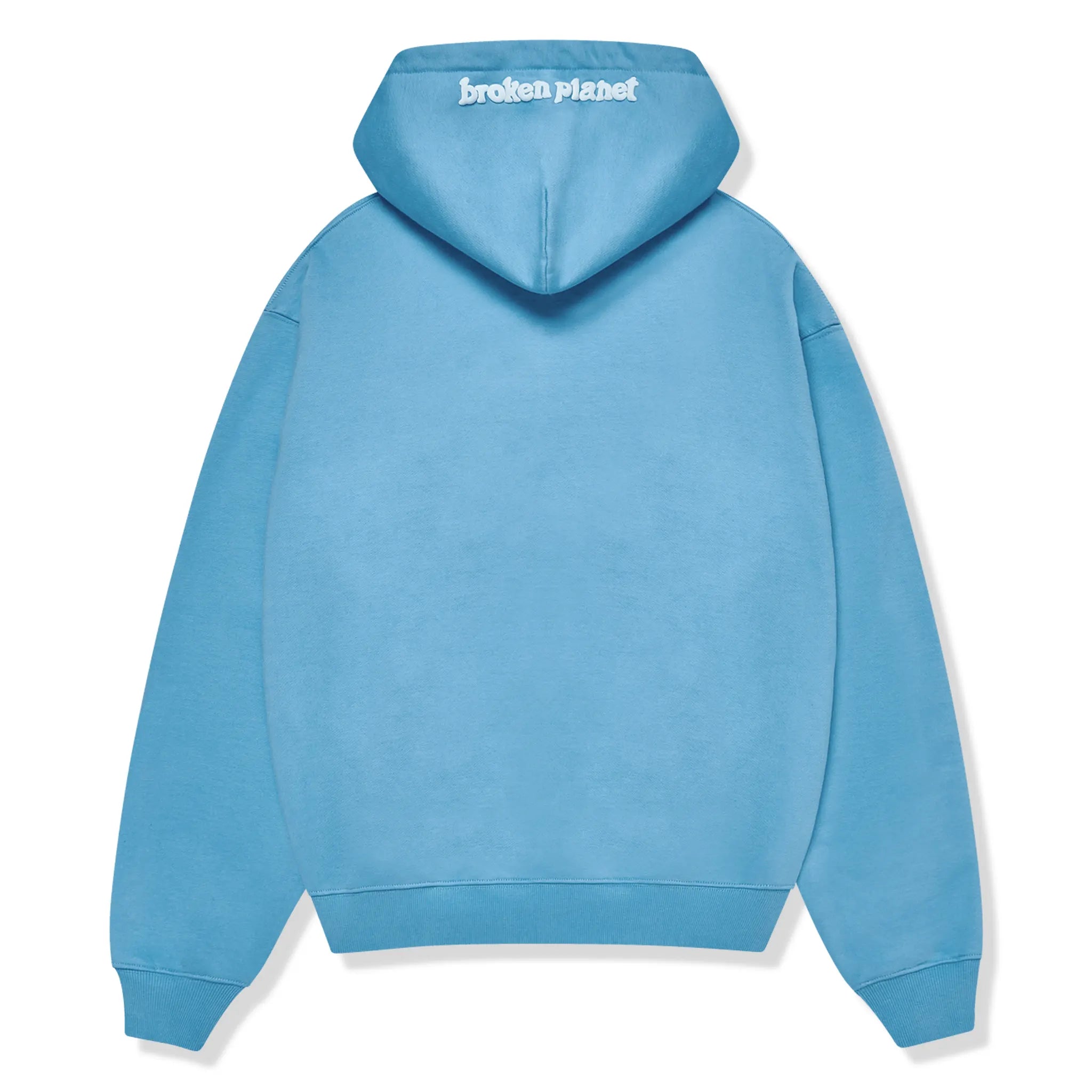 Back view of Broken Planet Outer Space Zip Up Light Blue Hoodie