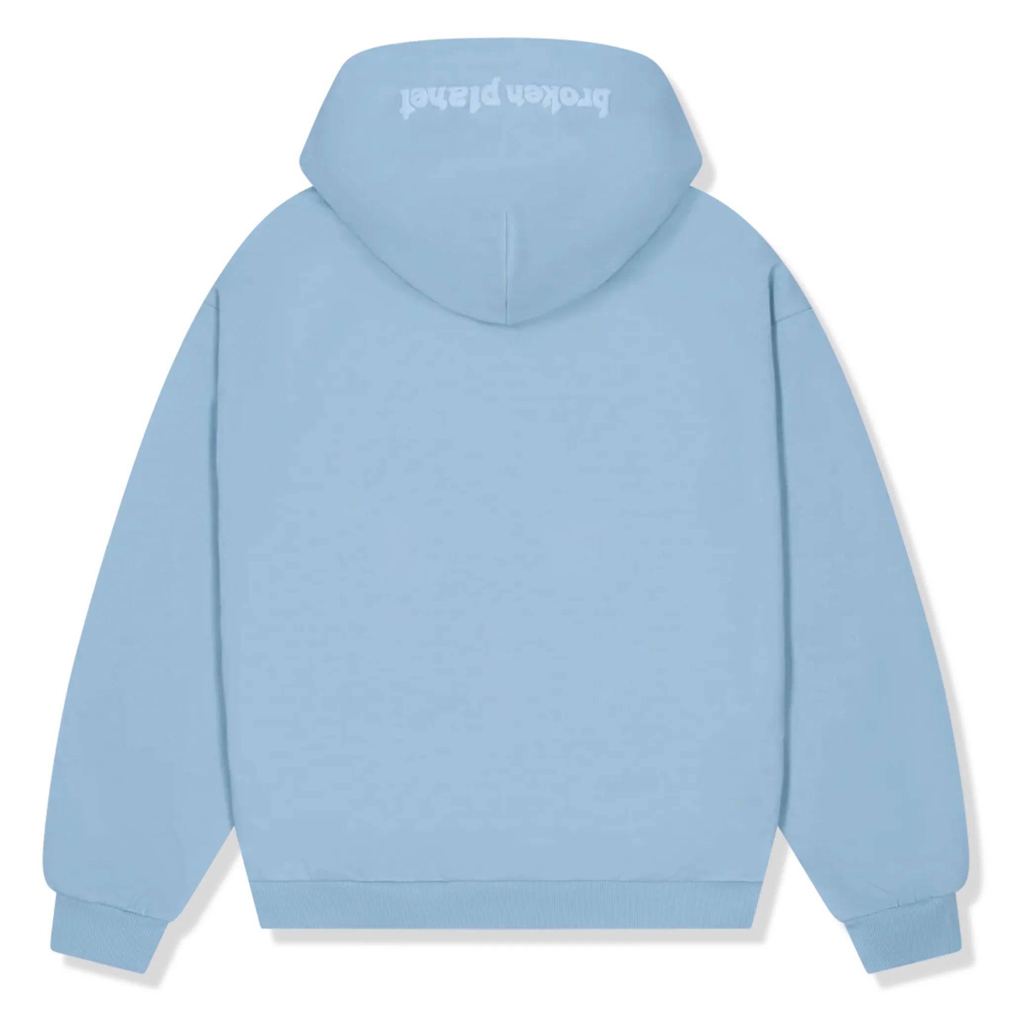 Back View of Broken Planet Sky Blue Zip-Up Hoodie