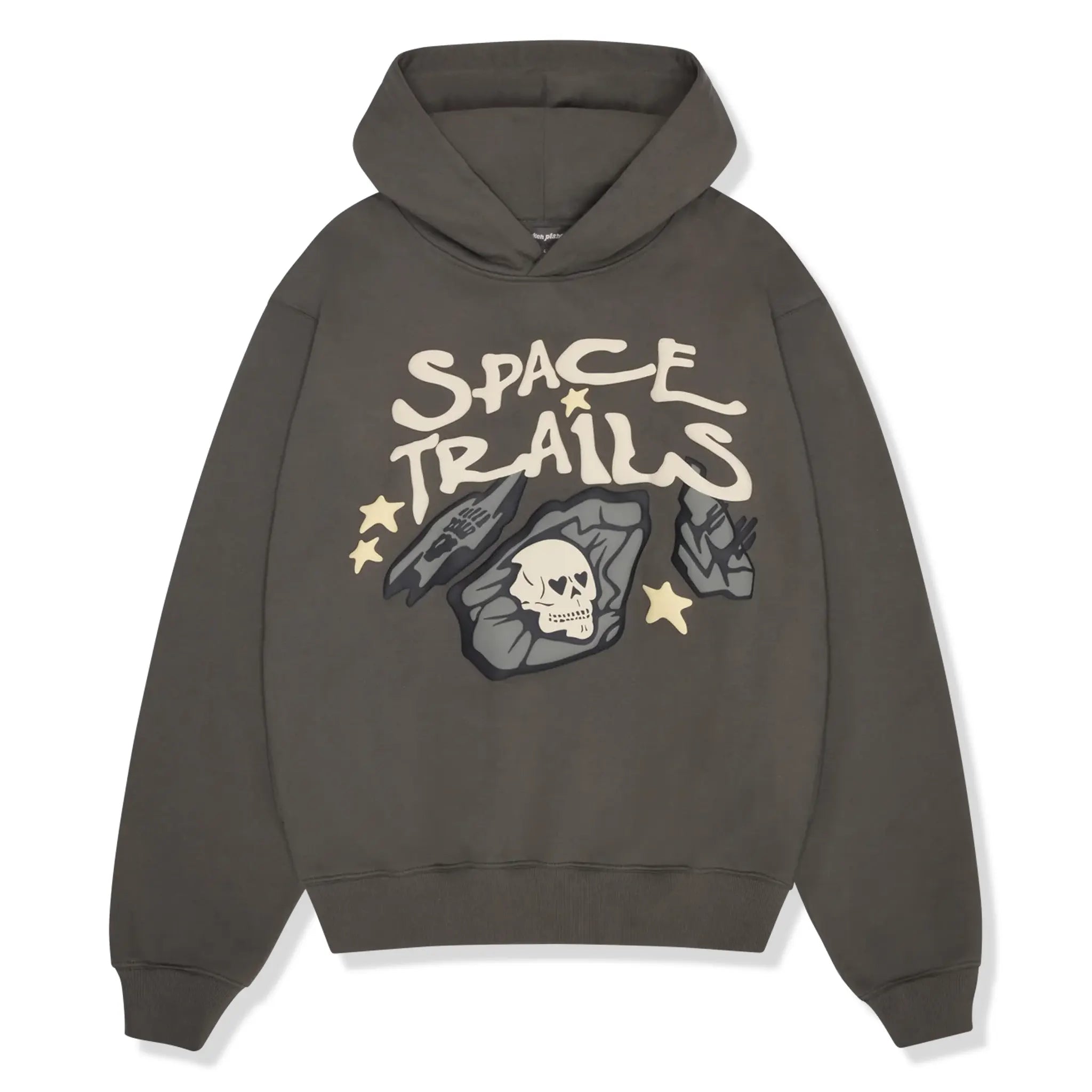Front view of Broken Planet Space Trails Beluga Grey Hoodie