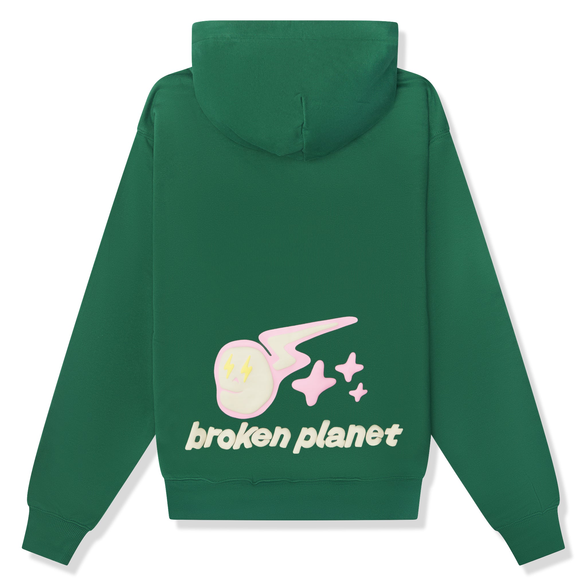 Back view of Broken Planet Speed Of Light Hoodie Malachite Green BP-SOL-HD-M_GREEN