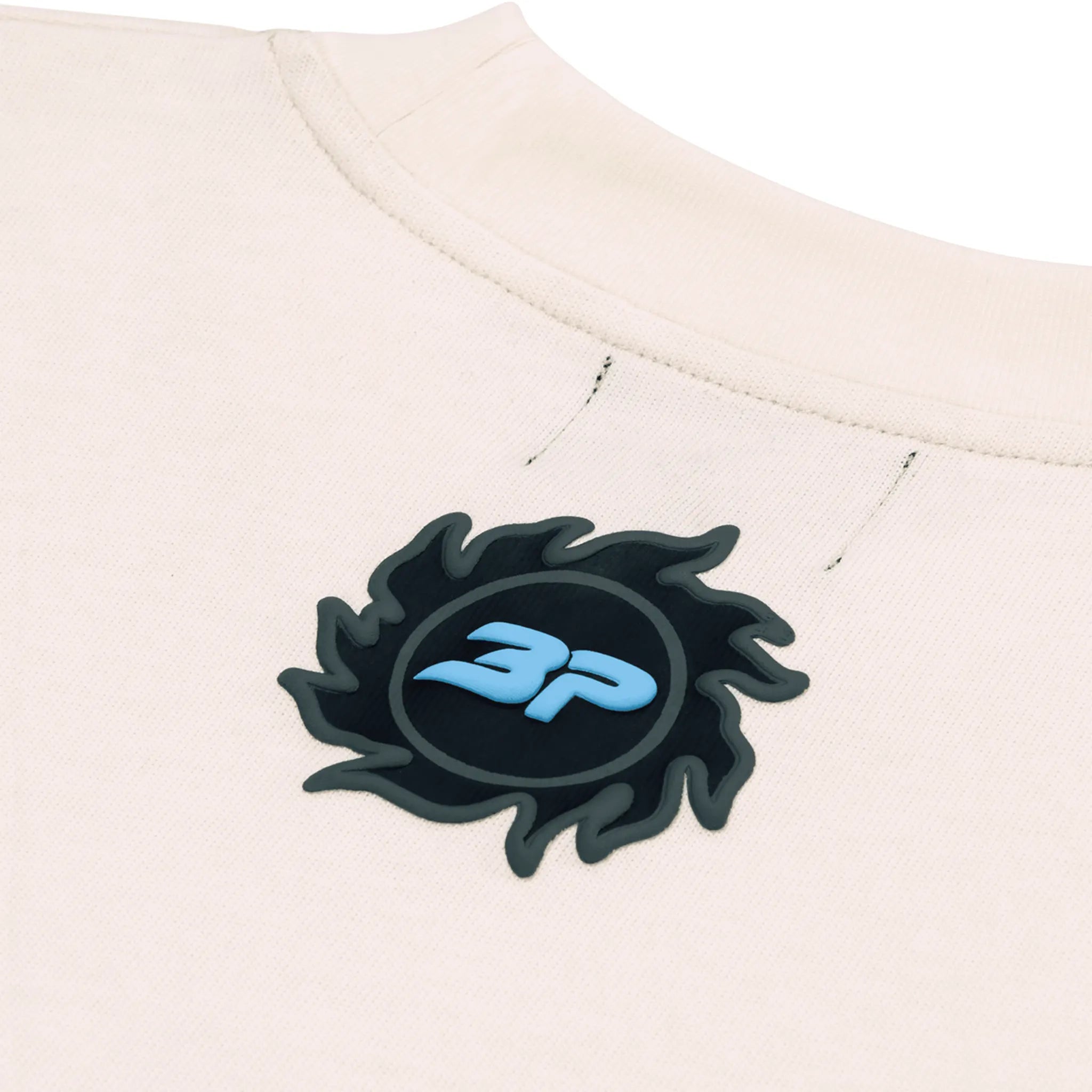 Detail view of Broken Planet Stargazing Vanilla White T Shirt