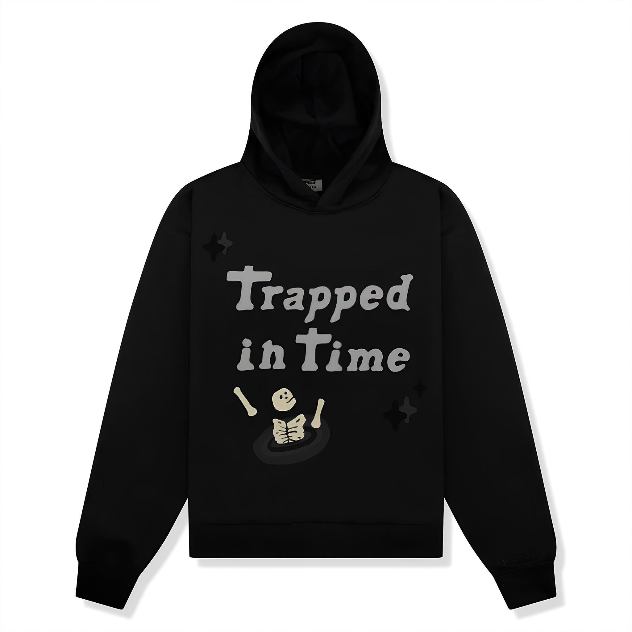 Image of Broken Planet Trapped In Time Soot Black Hoodie
