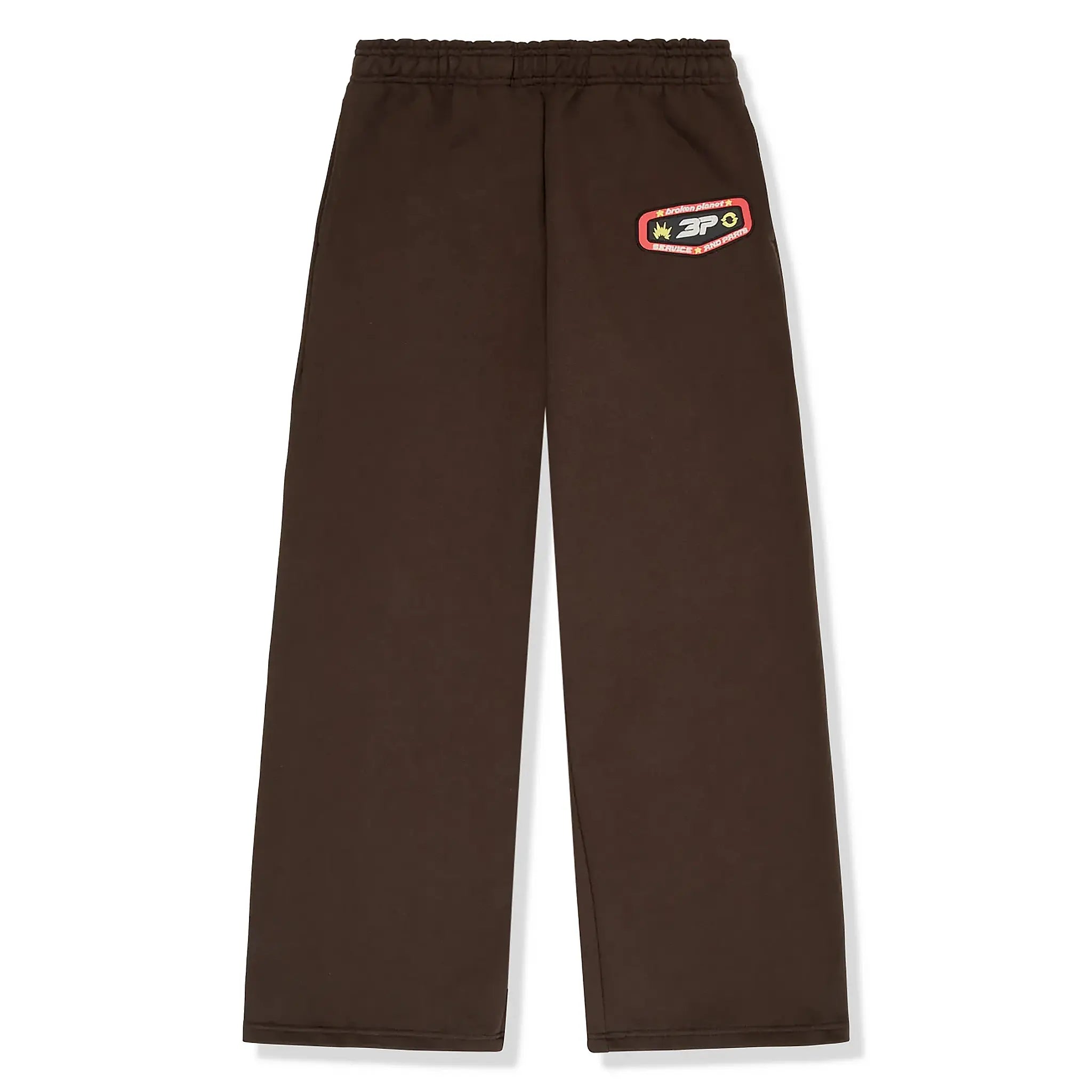 Front view of Broken Planet Wide Leg Out Of Service Mocha Brown Sweatpants