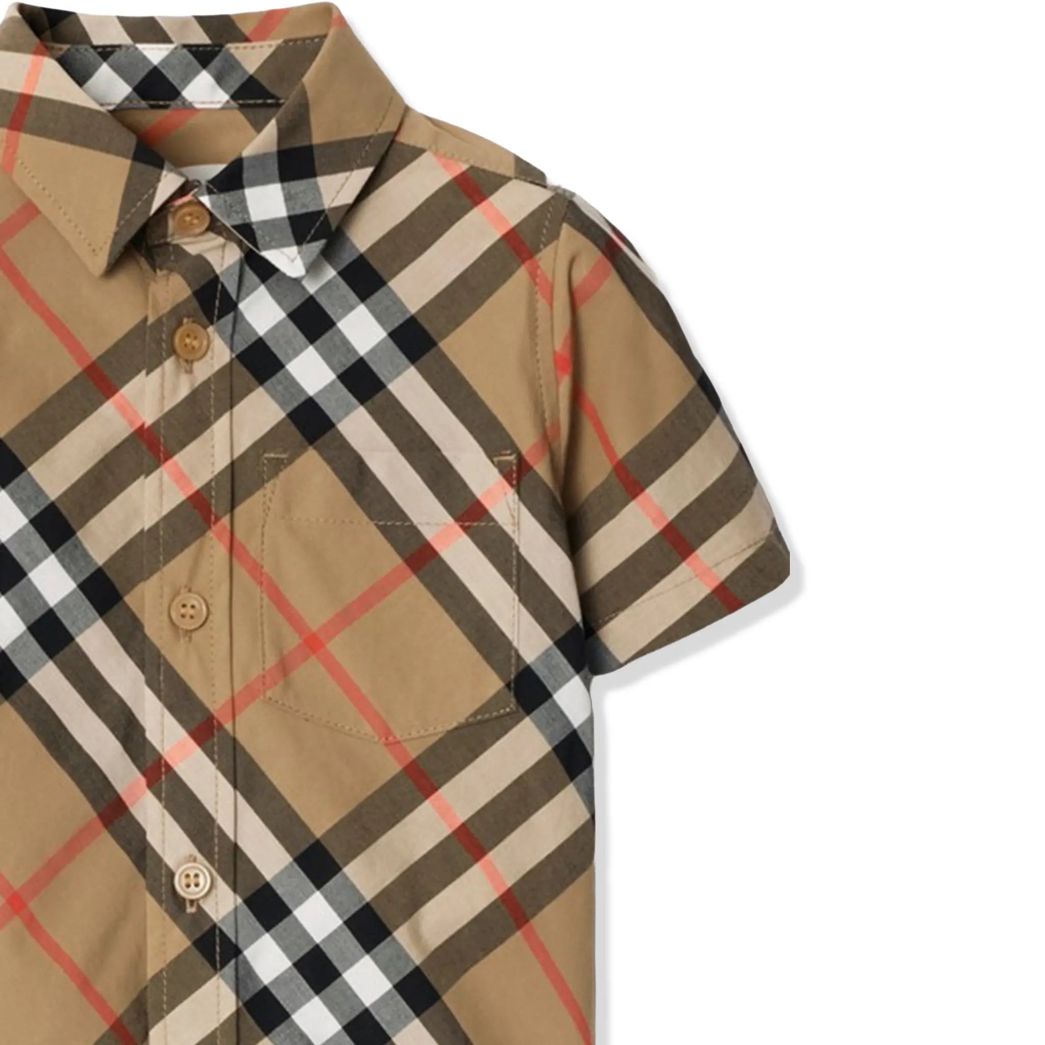 Detailed View of Burberry Baby Boys Owen Essential Check Beige Shirt BURA4067107241