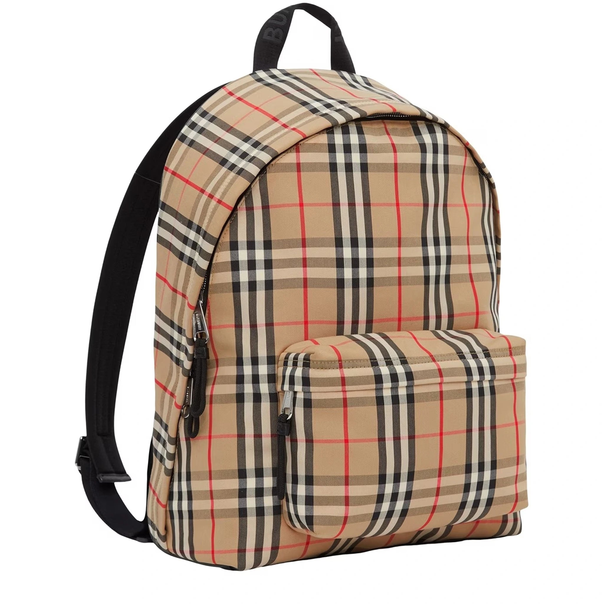 Front Side view of Burberry Beige Vintage Check Backpack 80841131