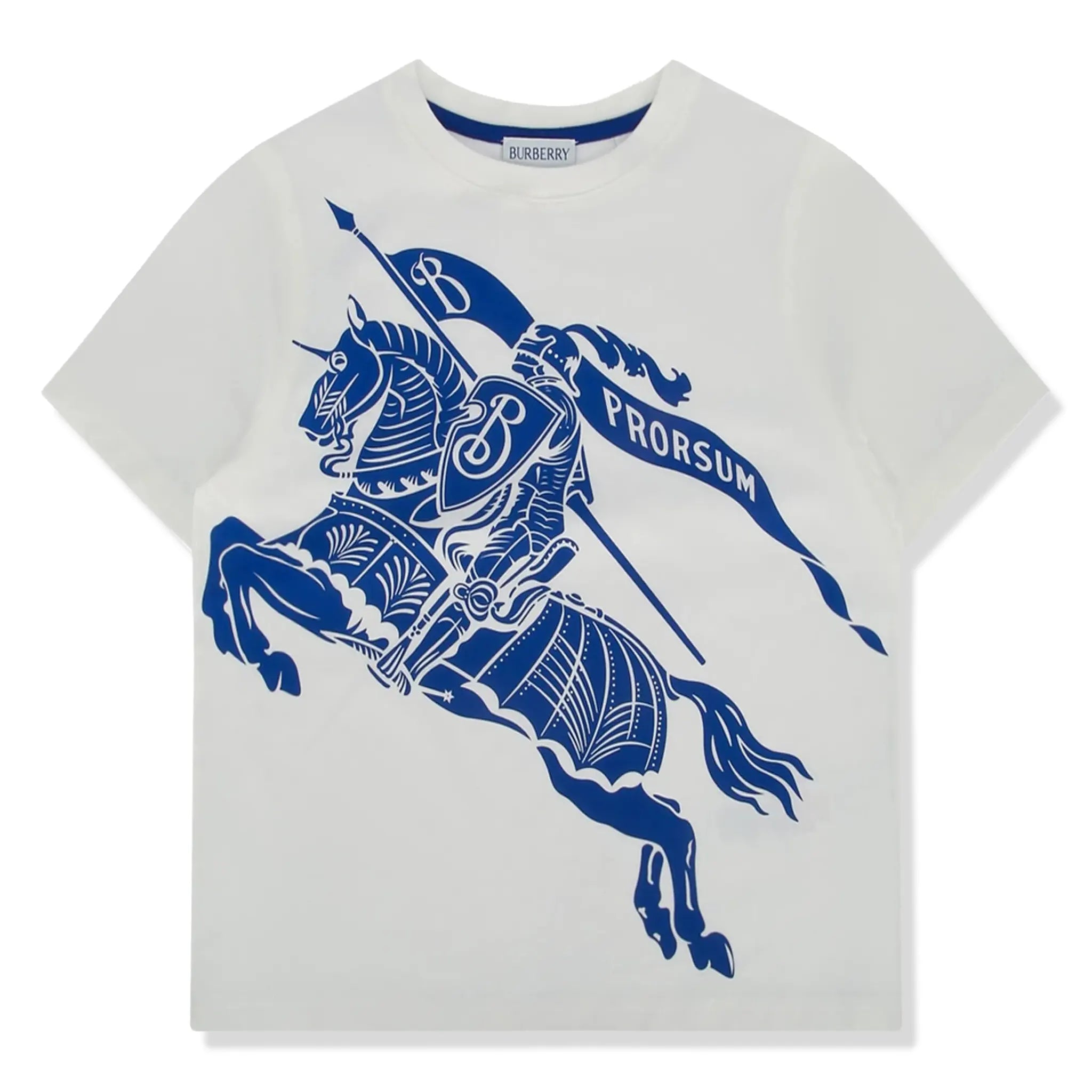 Front View of Burberry Kids Cedar Knight White T Shirt BURS5080135224