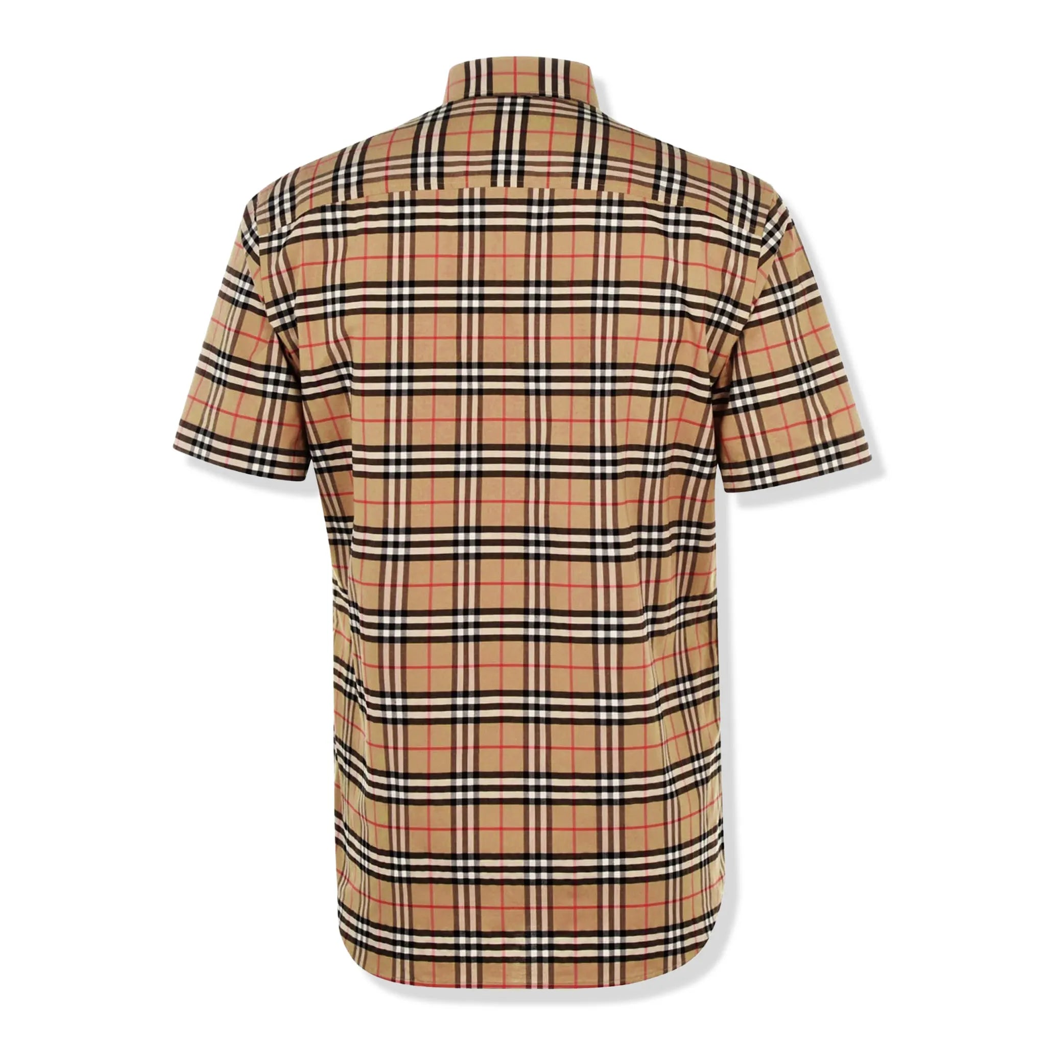 Back View of Burberry Short Sleeve Check Cotton Shirt