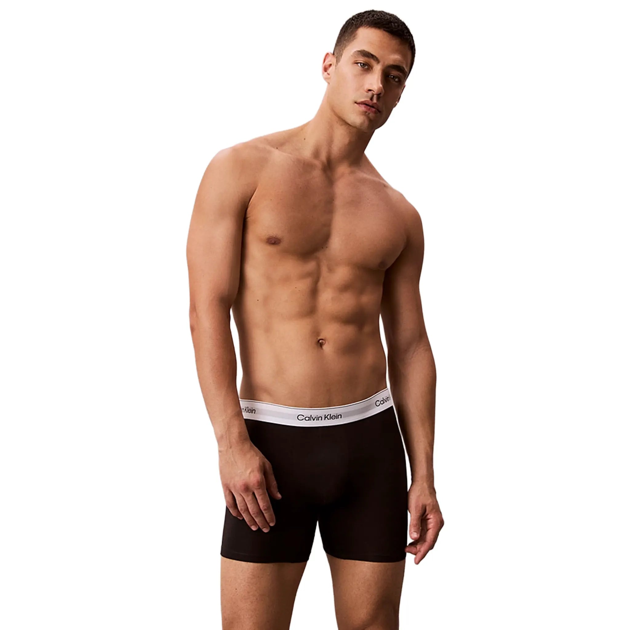 Front View of Calvin Klein Black Boxer Briefs Three Pack
