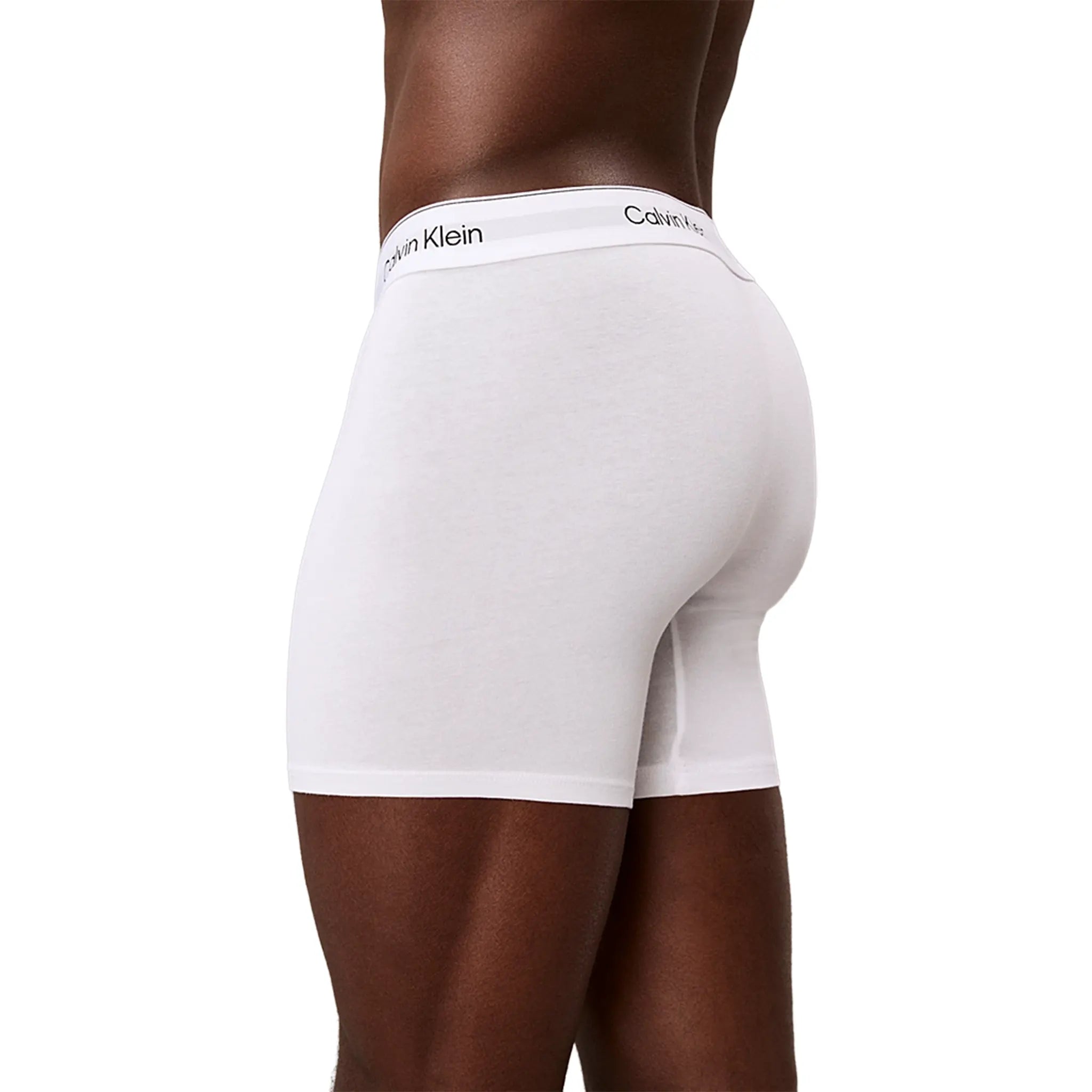 Back Side View of Calvin Klein Cotton Stretch White Boxer Shorts Three Pack