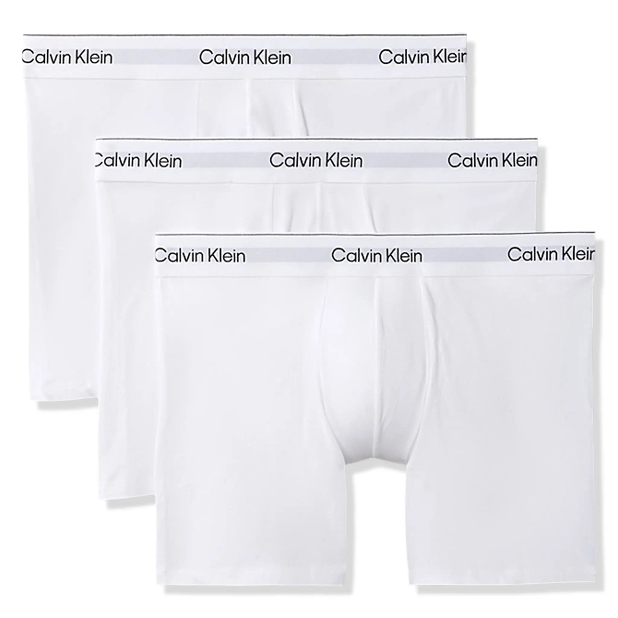 Front View of Calvin Klein Cotton Stretch White Boxer Shorts Three Pack