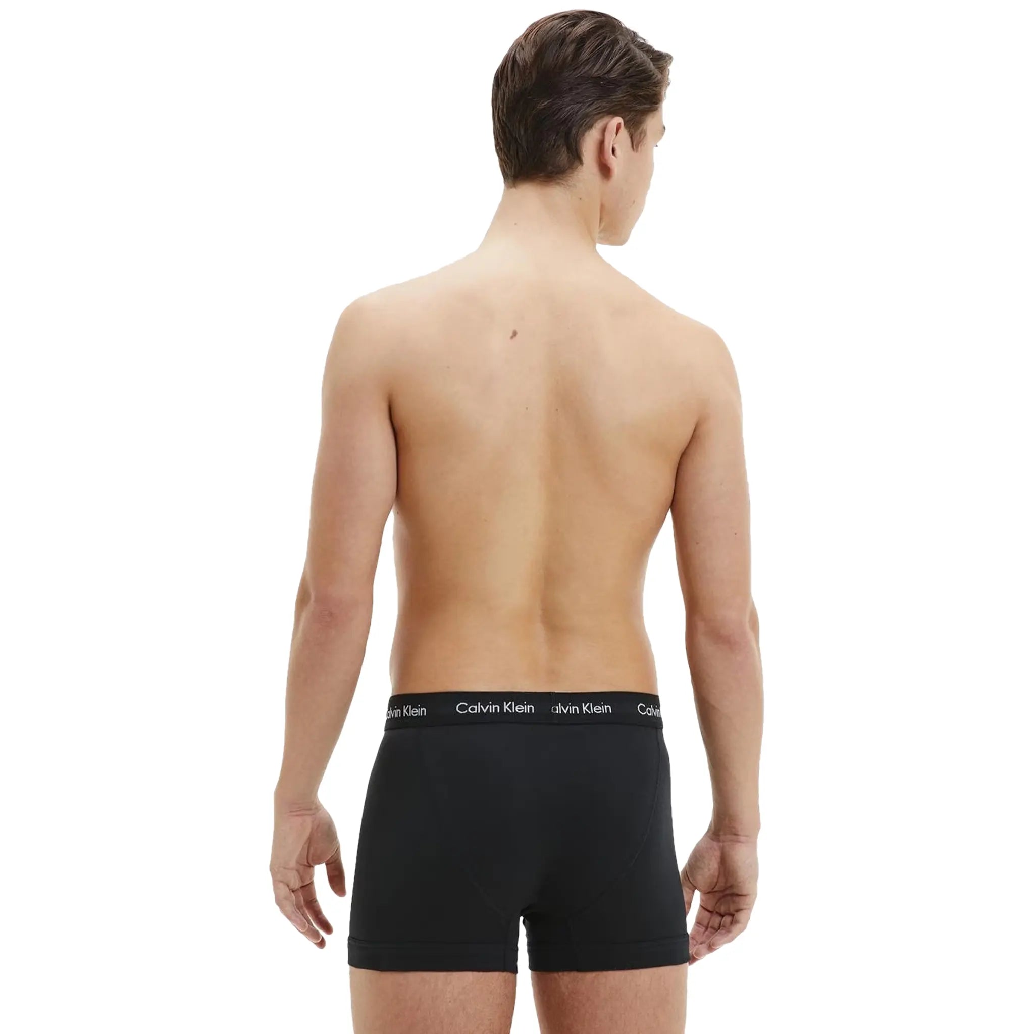 Back view of Calvin Klein Pack Cotton Stretch Black Boxer Shorts