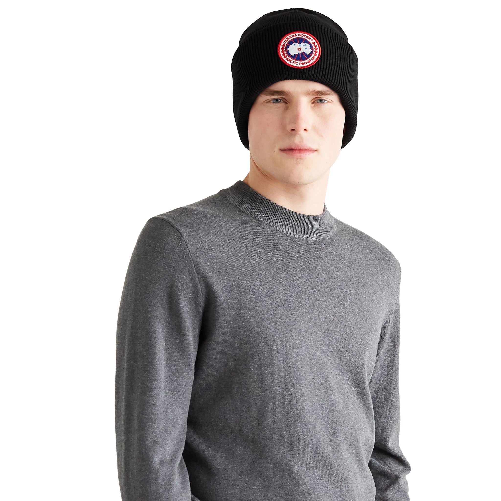Model view of Canada Goose Arctic Disc Toque Black Beanie