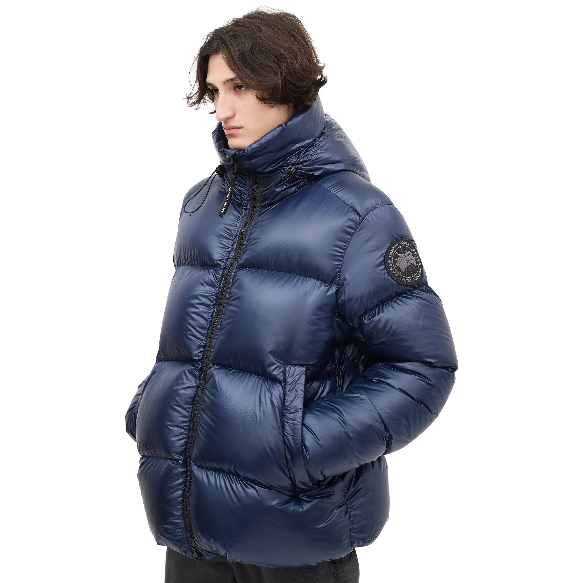 Front Side View of Canada Goose Down & Nylon Crofton Navy Puffer Jacket 2252M