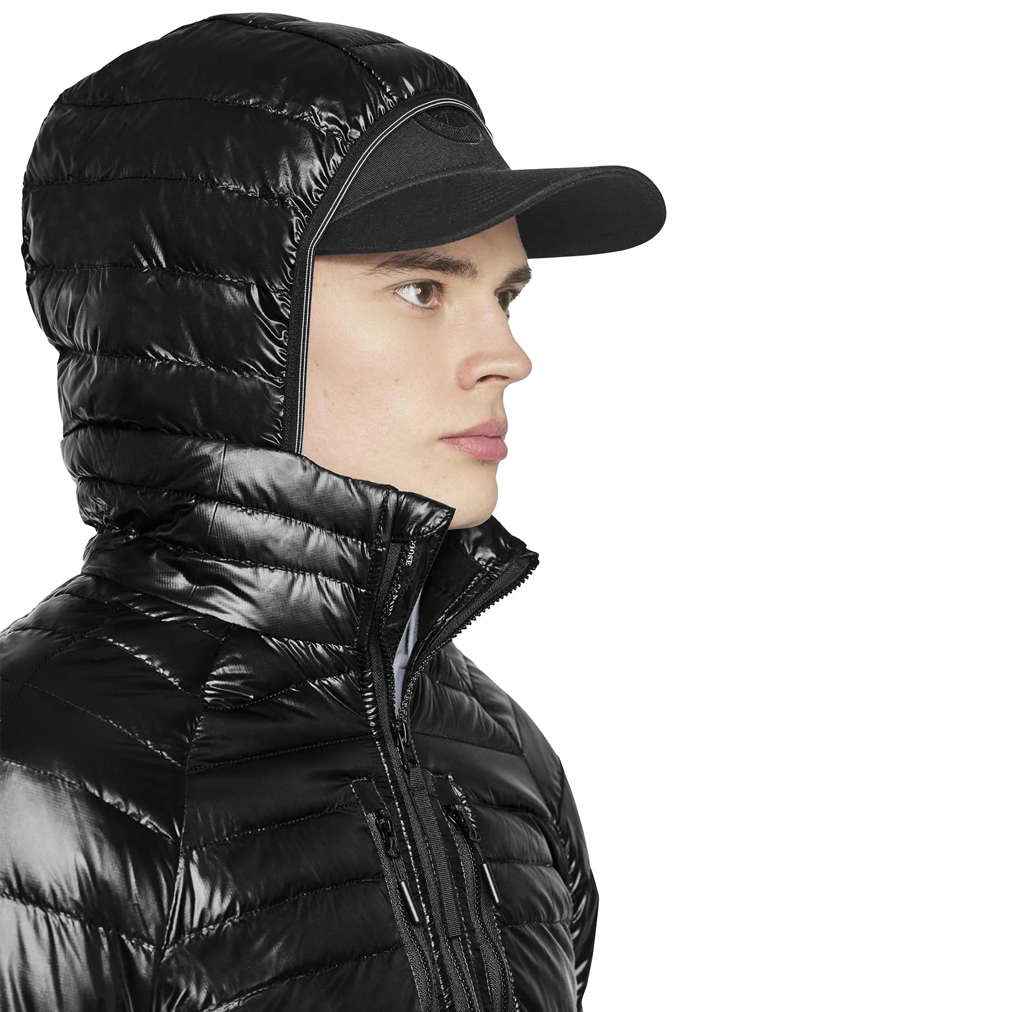 Detailed Hood View of Canada Goose Hybridge Light Black Jacket 2719M