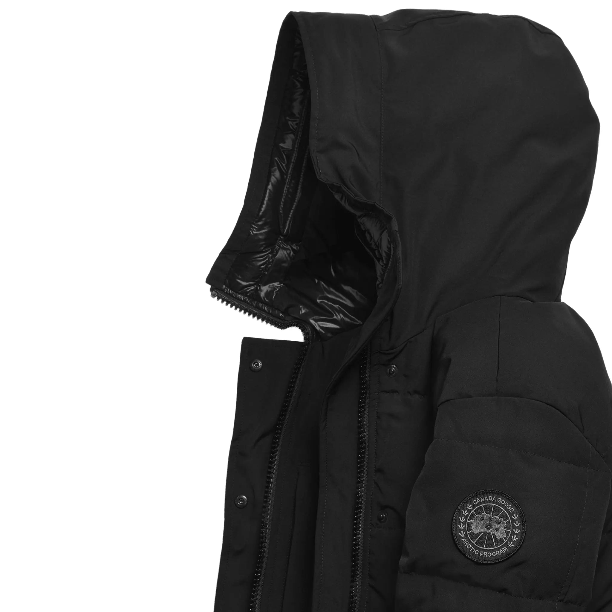 Detailed Side View of Canada Goose Shelburne Parka Black Jacket (W) 3802WB