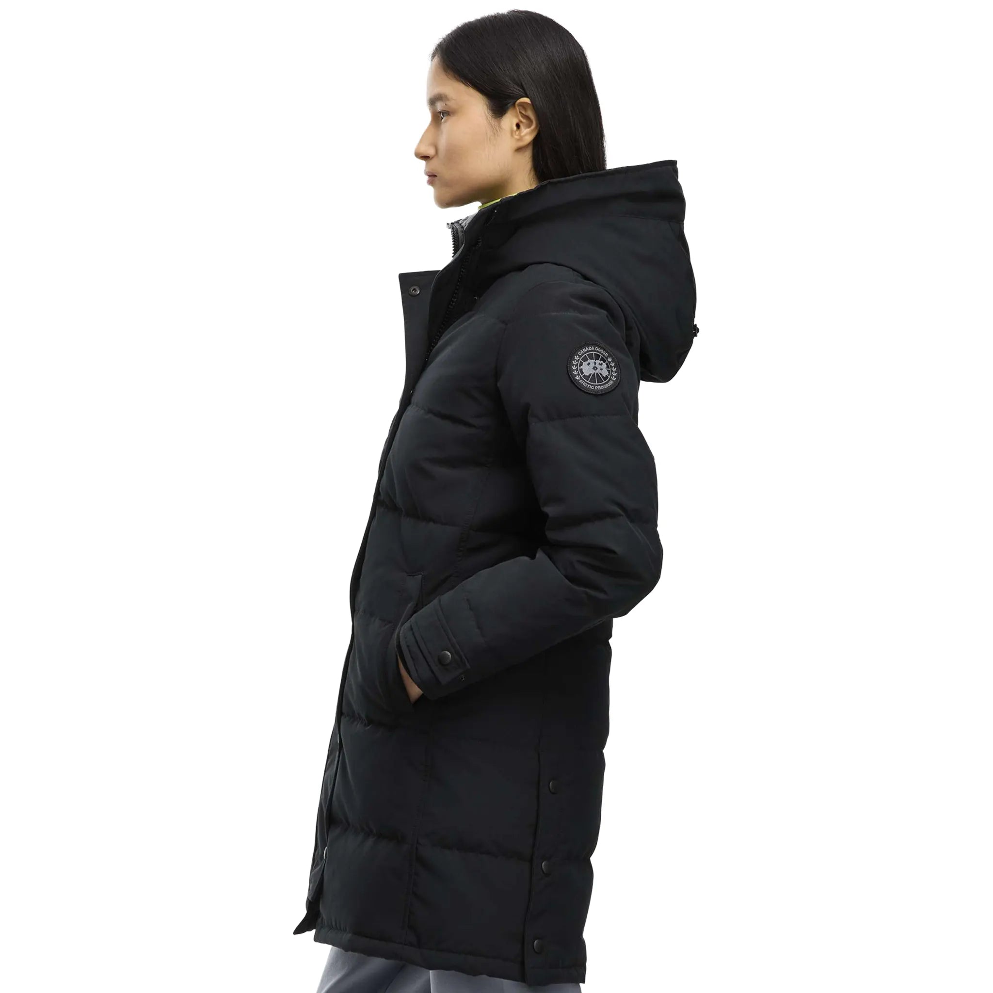 Side View of Canada Goose Shelburne Parka Black Jacket (W) 3802WB