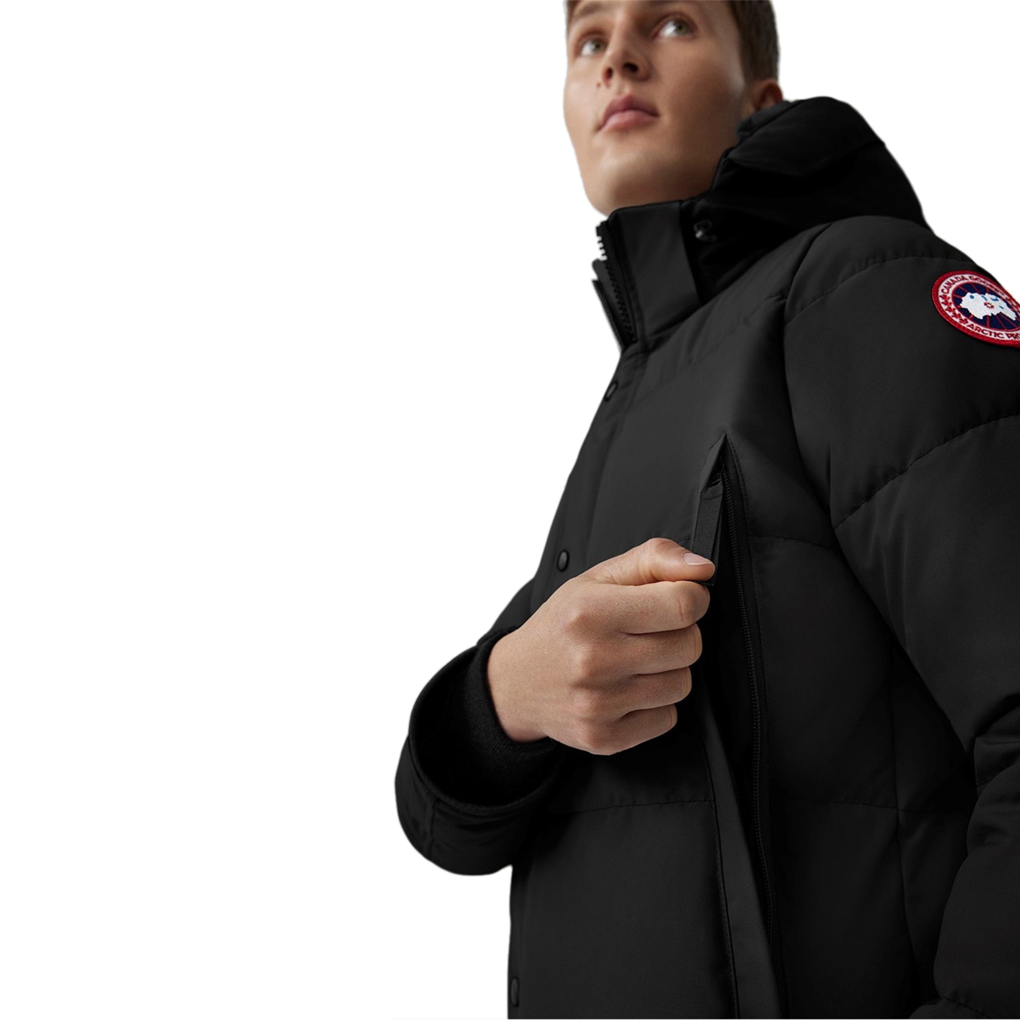 Model view of Canada Goose Wyndham Black Parka Jacket