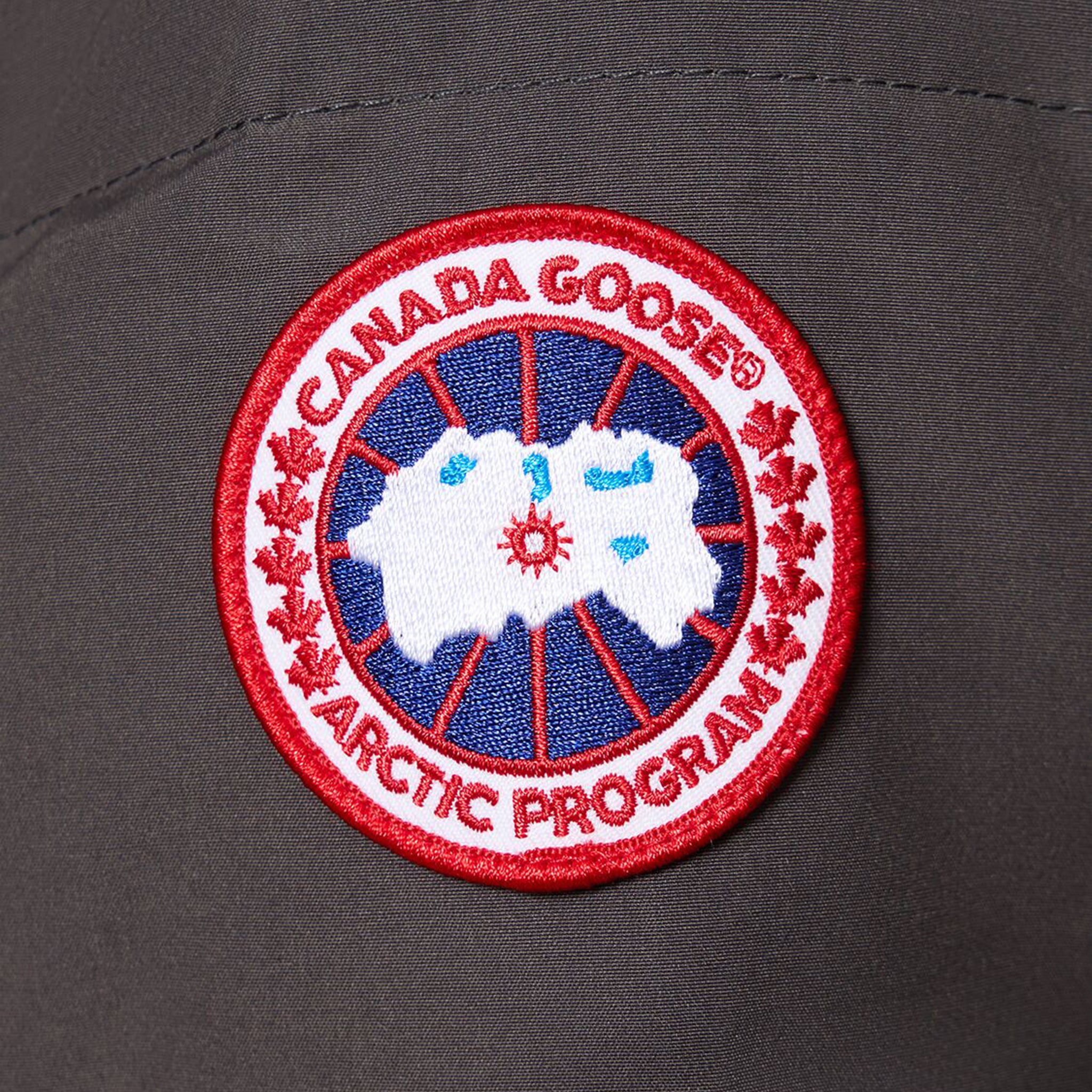 Logo view of Canada Goose Wyndham Graphite Parka Jacket CG2048M43