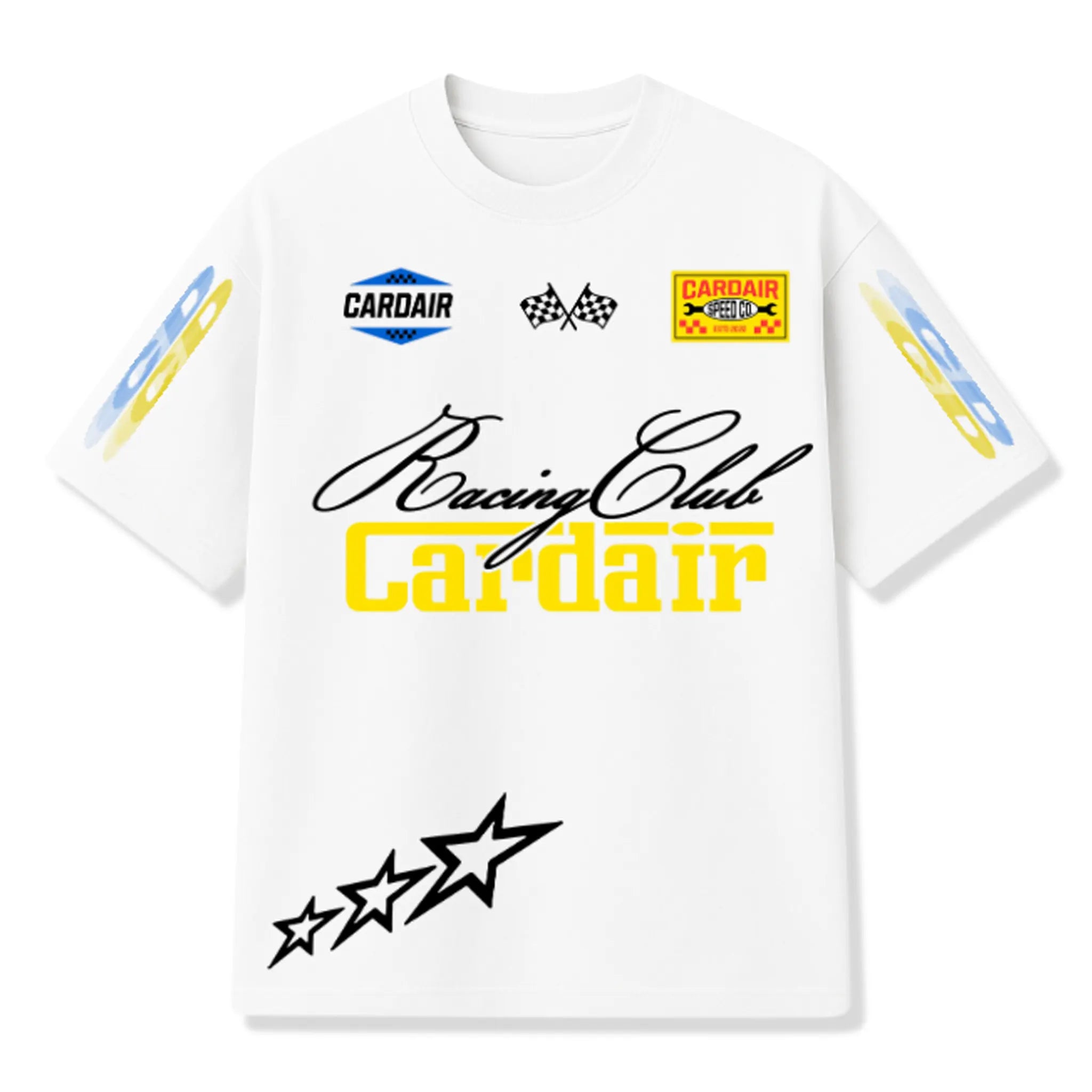 Front View of Cardair Racing Club White T-Shirt