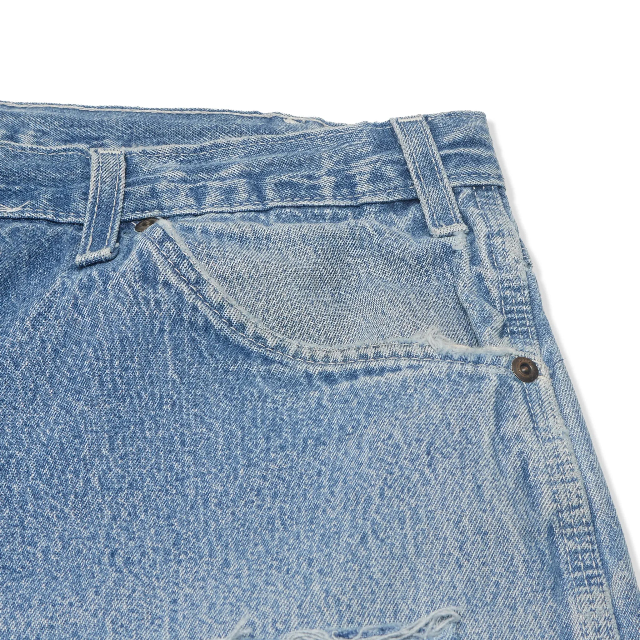 Detailed View of Carhartt Carpenter Blue Shorts