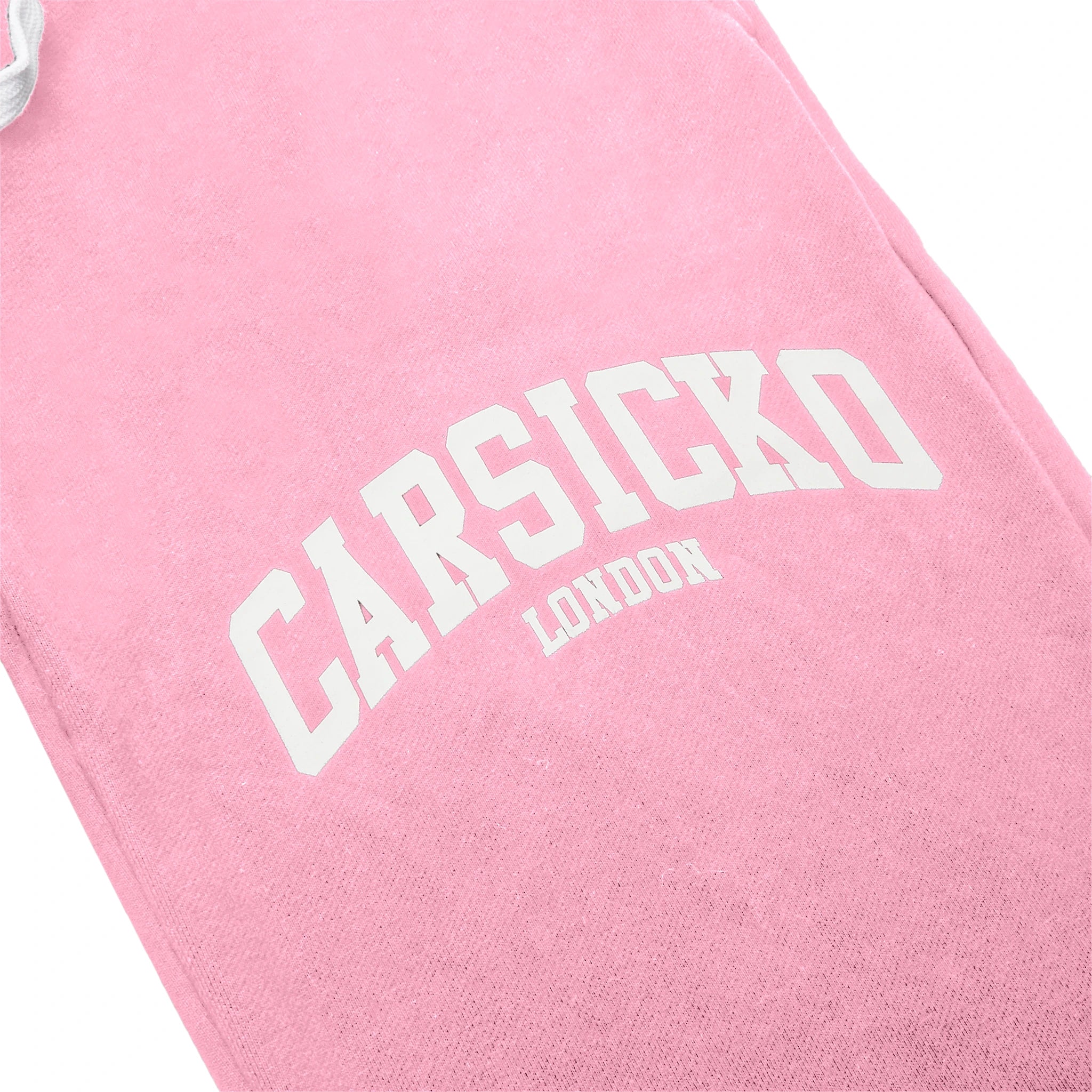 Knee view of Carsicko London Pink Track Pants