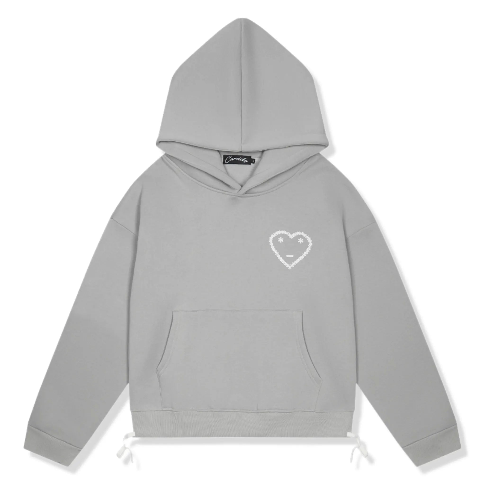 Front View of Carsicko Signature Grey Hoodie
