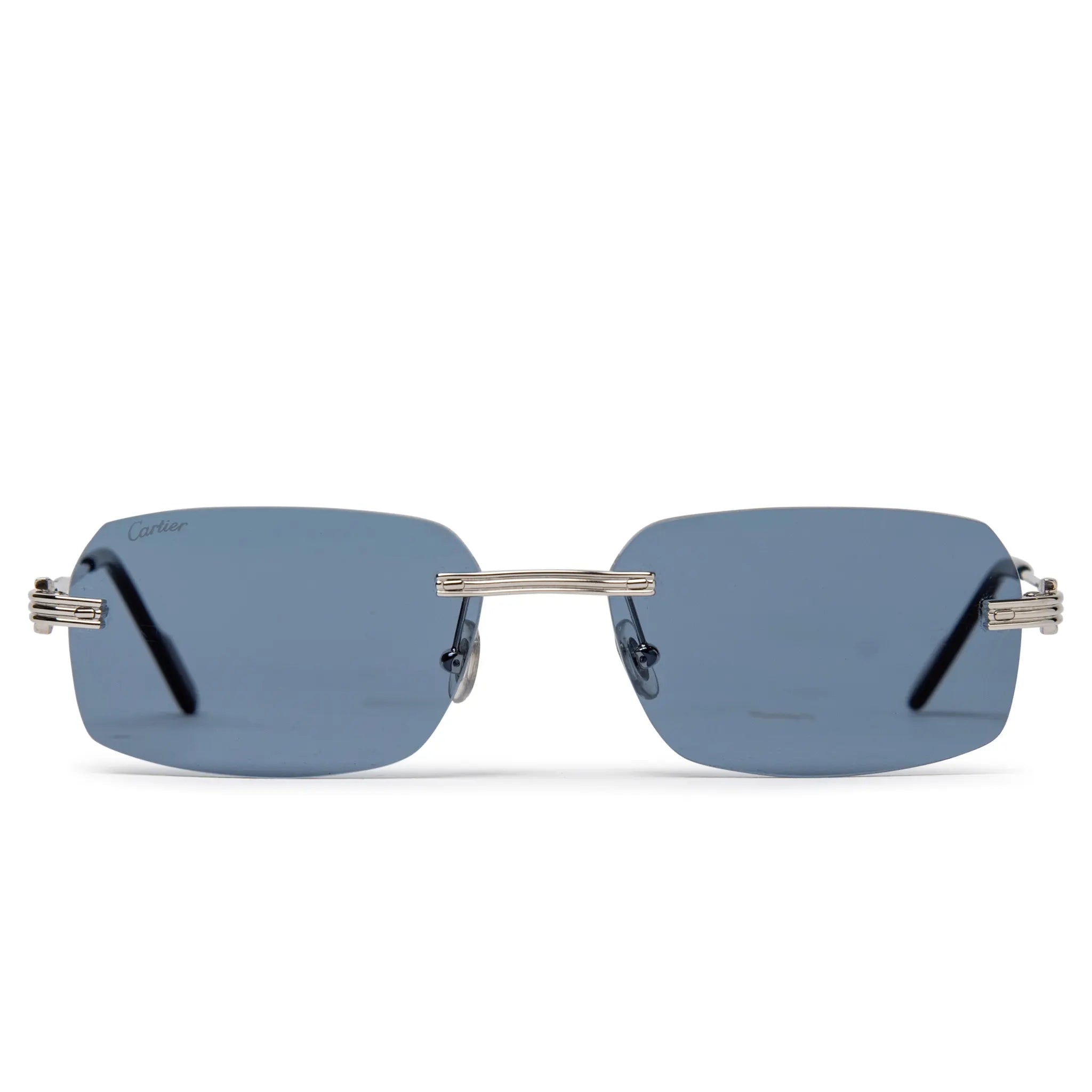 Front view of Cartier Eyewear CT0271S-003 Silver Blue Sunglasses CT0271S-003