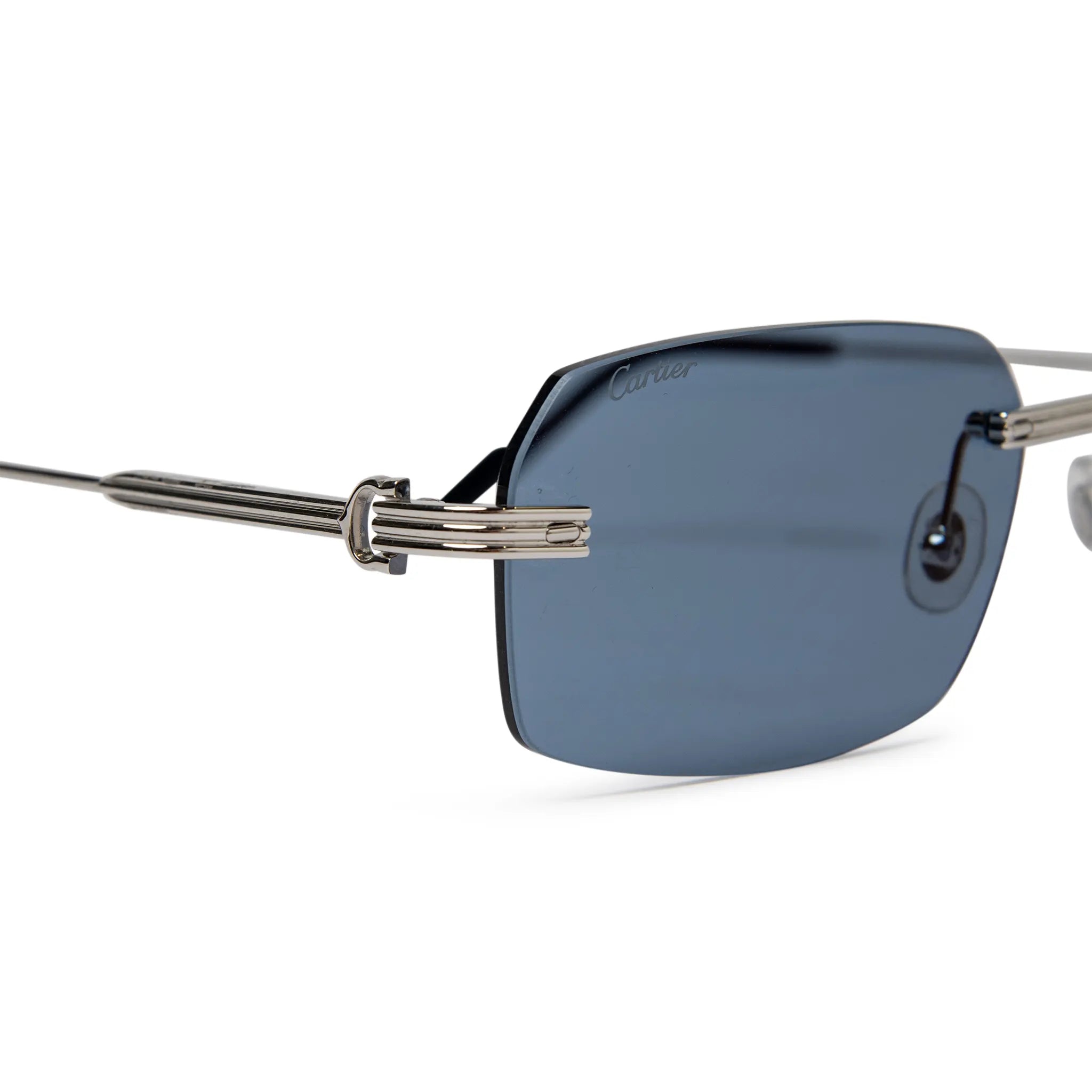 Lens view of Cartier Eyewear CT0271S-003 Silver Blue Sunglasses CT0271S-003