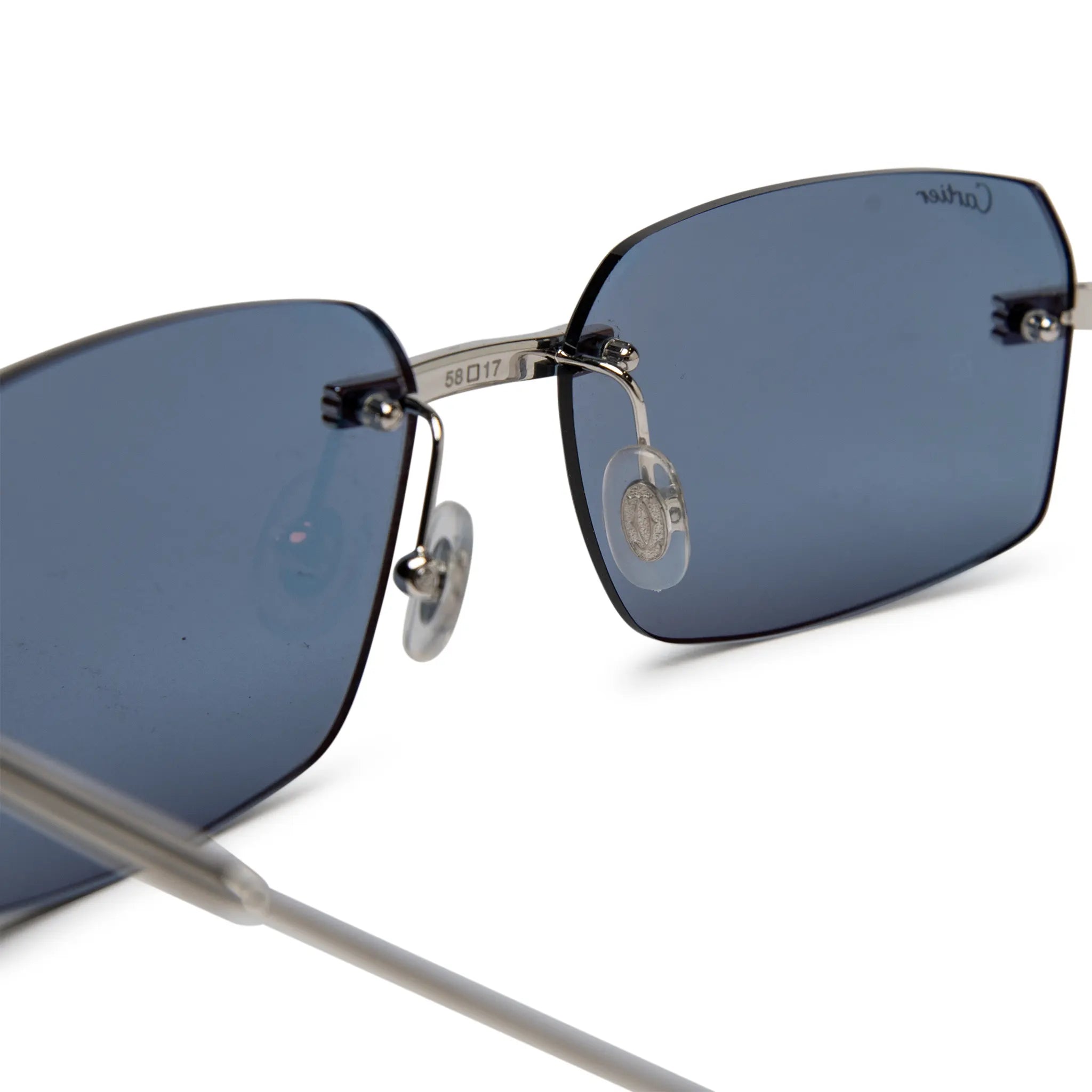 Nose pads view of Cartier Eyewear CT0271S-003 Silver Blue Sunglasses CT0271S-003