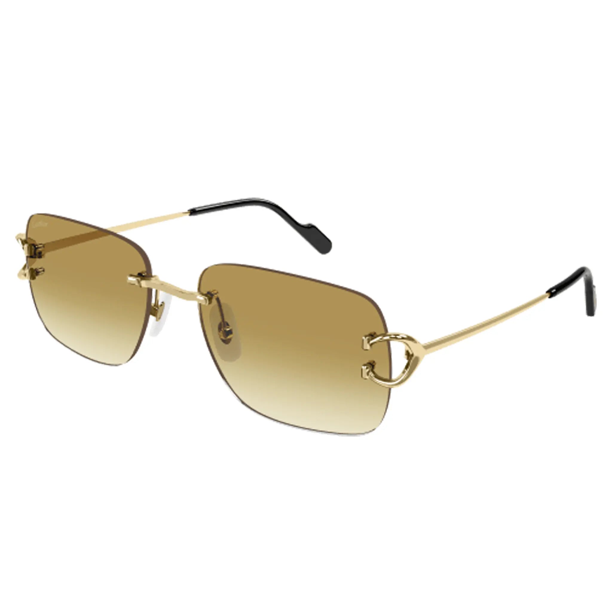 Front Side View of Cartier Eyewear CT0330S-003 Gold Rimless Sunglasses