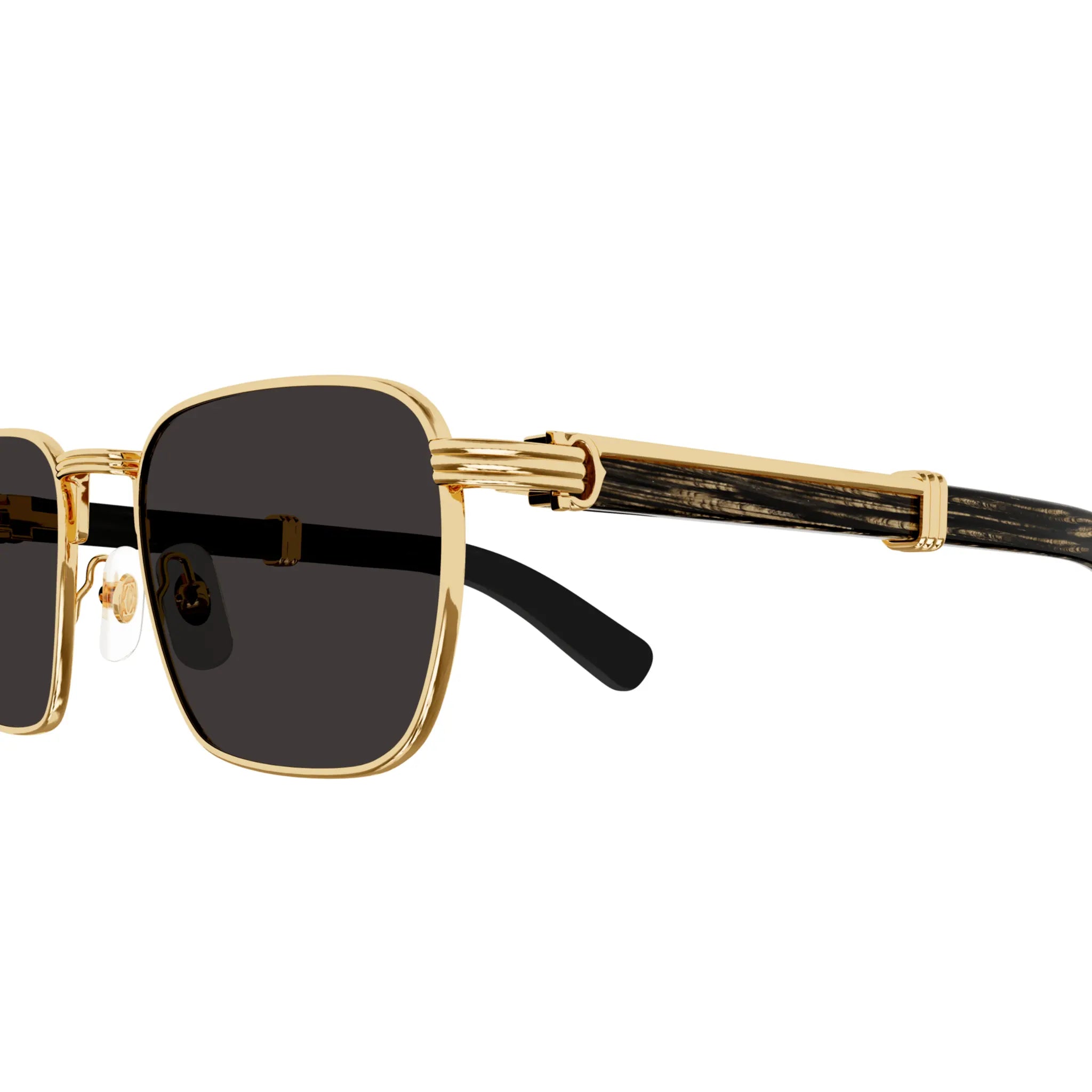 Detailed View of Cartier Eyewear CT0363S-001 Gold Grey Sunglasses