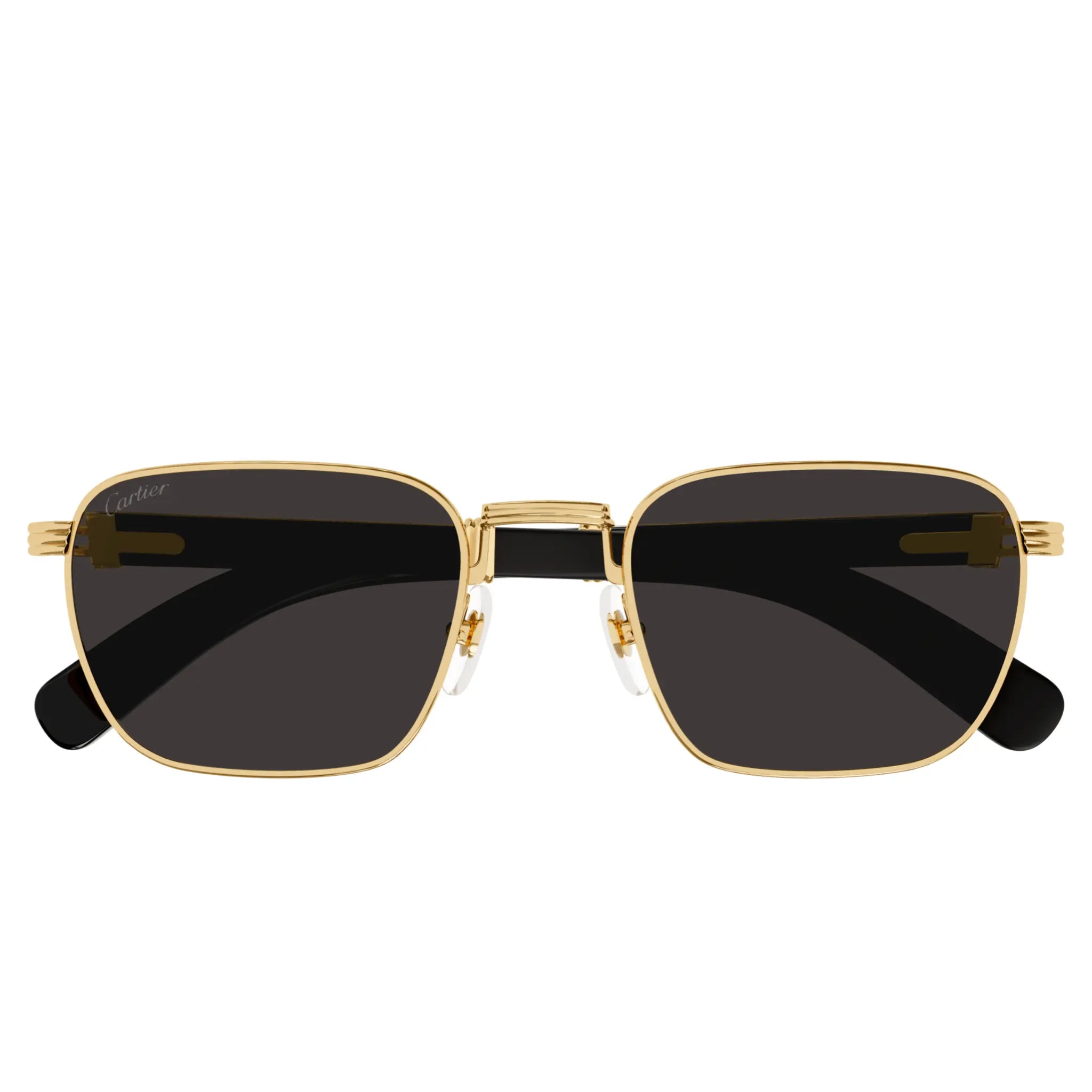 Front View of Cartier Eyewear CT0363S-001 Gold Grey Sunglasses