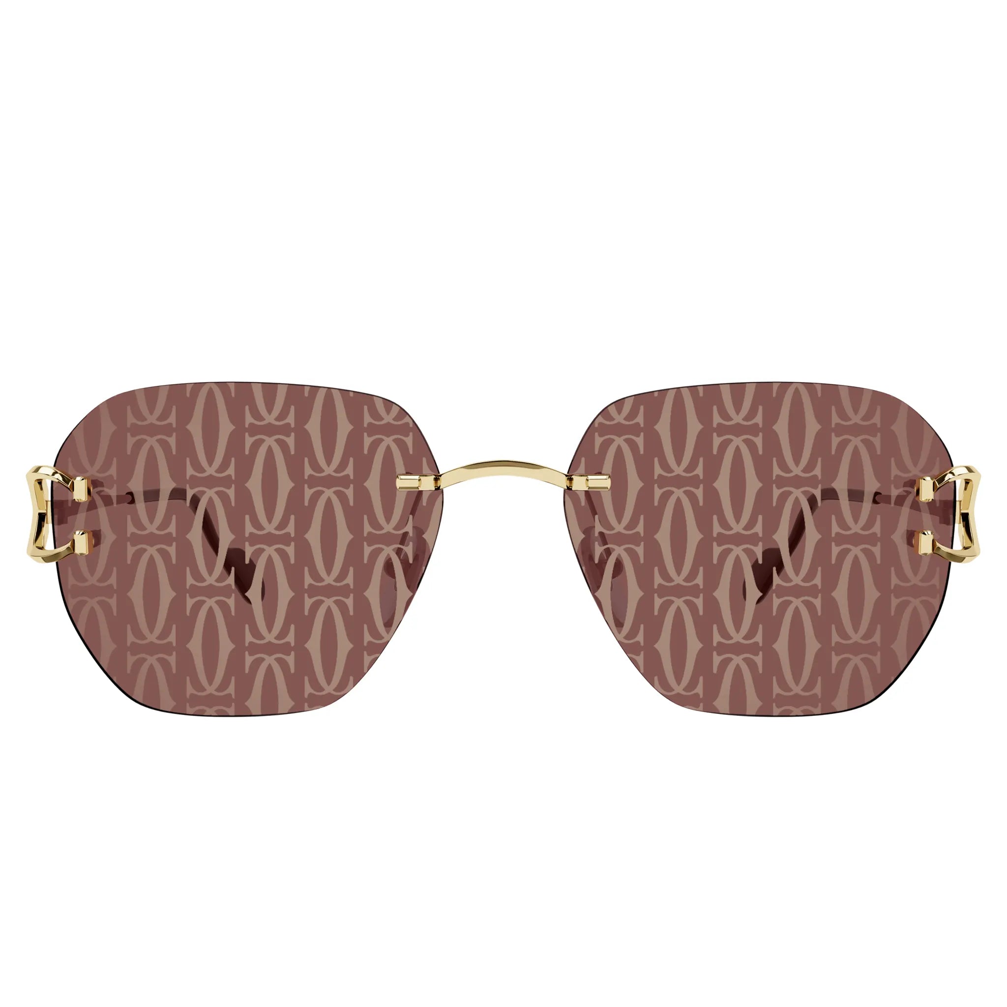 Front view of Cartier Eyewear CT0394S-003 Gold Red Sunglasses