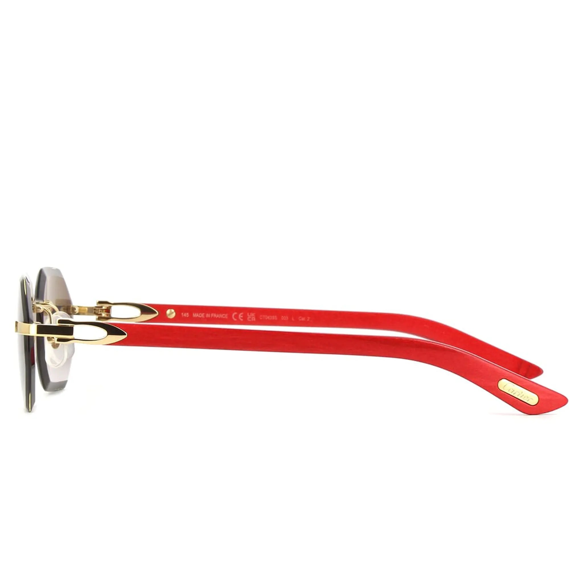 Side View of View of Cartier Eyewear CT0439S-003 Gold Grey Rimless Sunglasses