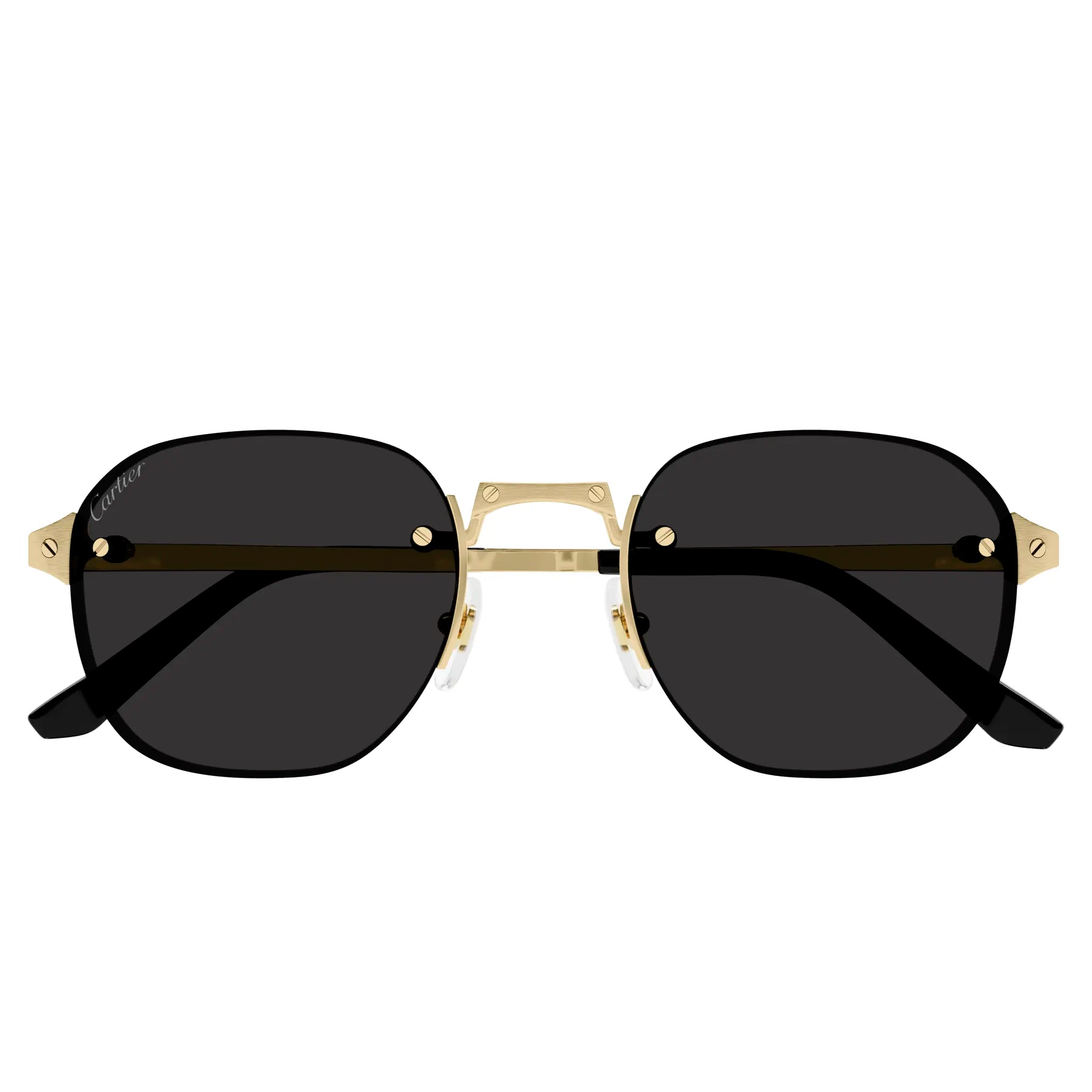 Folded view of Cartier Eyewear CT0459S-001 Gold Grey Sunglasses
