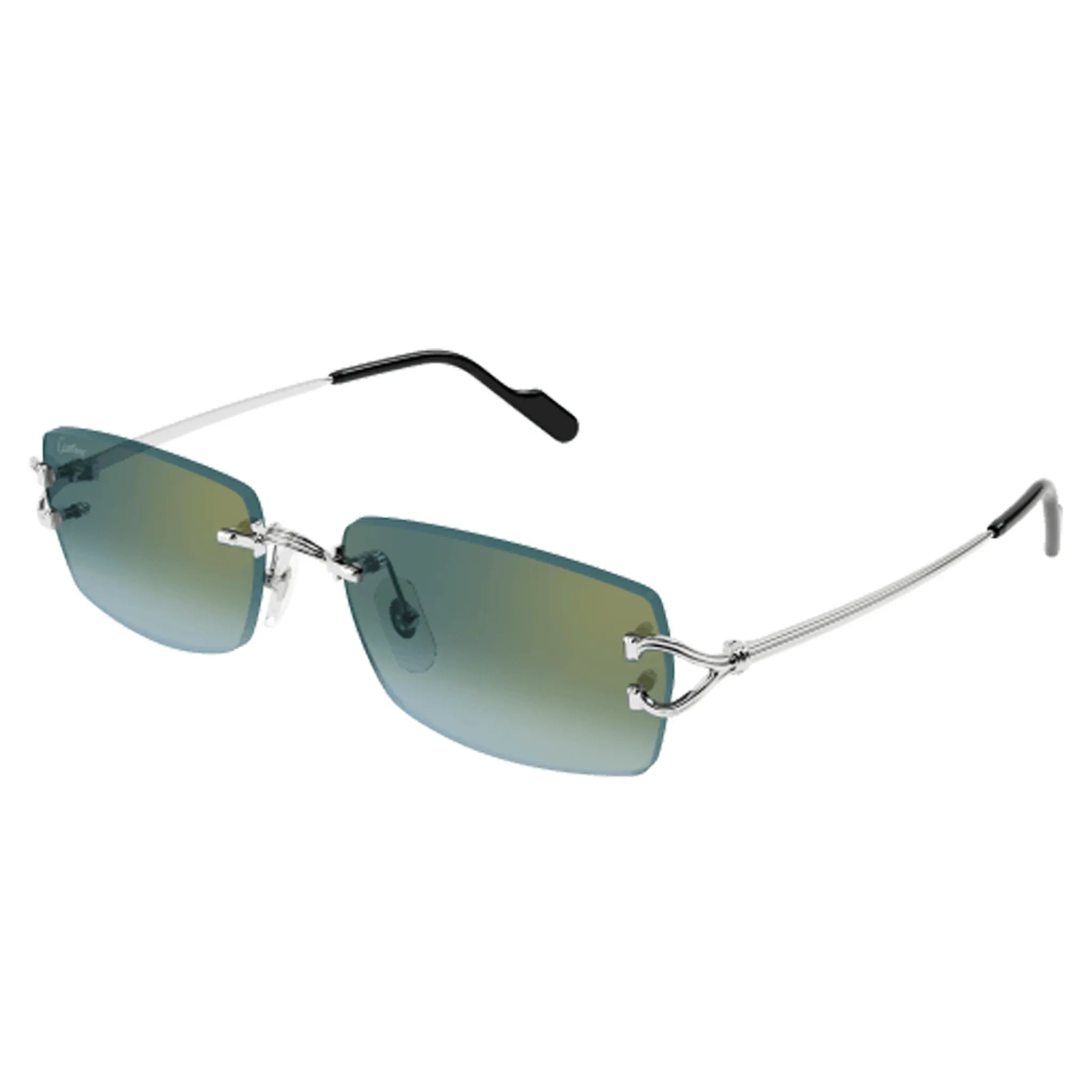 Front View of Cartier Eyewear CT0550S-004 Green Turquoise Rimless Sunglasses